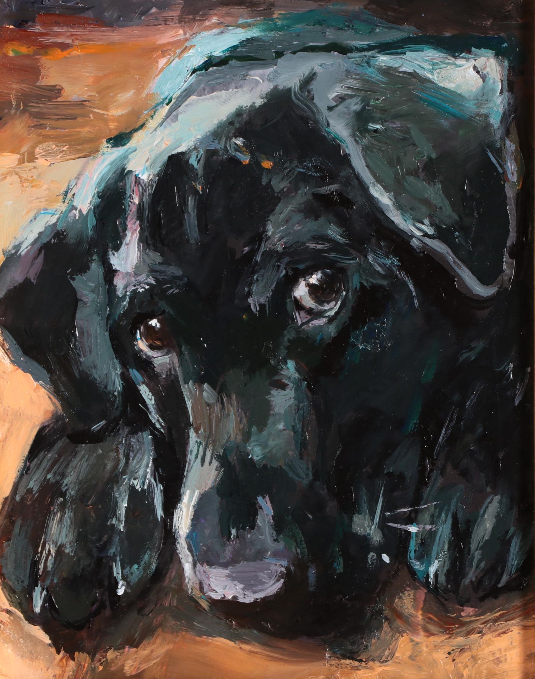 Adam Deda Dog Oil Portrait "Black Labrador"