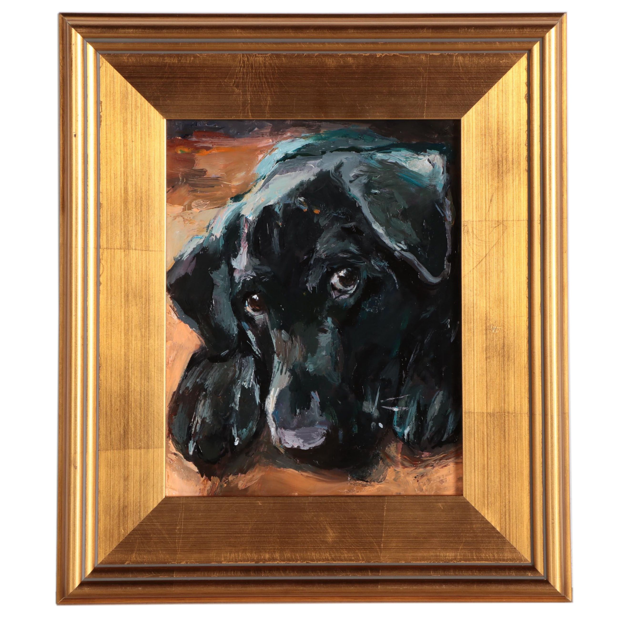 Adam Deda Dog Oil Portrait "Black Labrador"