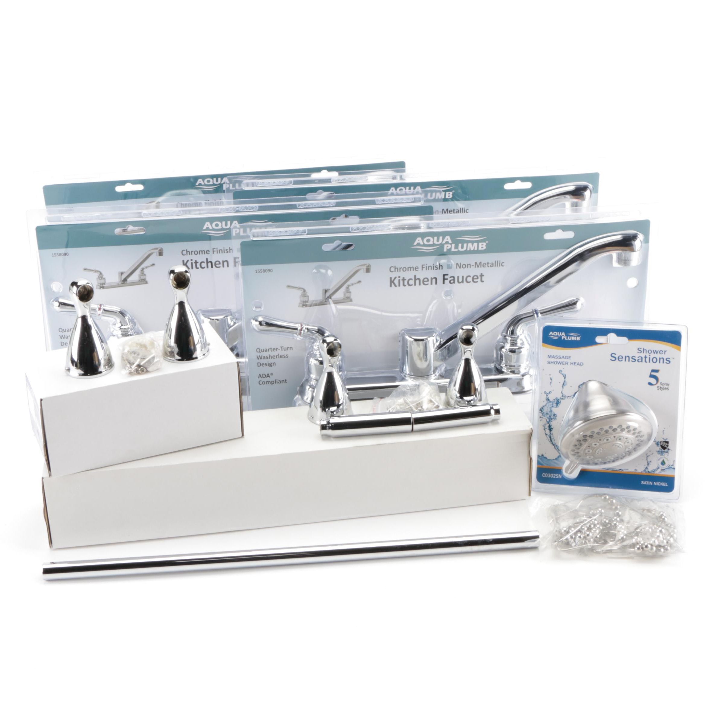 Kitchen Faucet Sets, Showerhead, Toilet Paper Holder, Shower Rings, Towel Bar