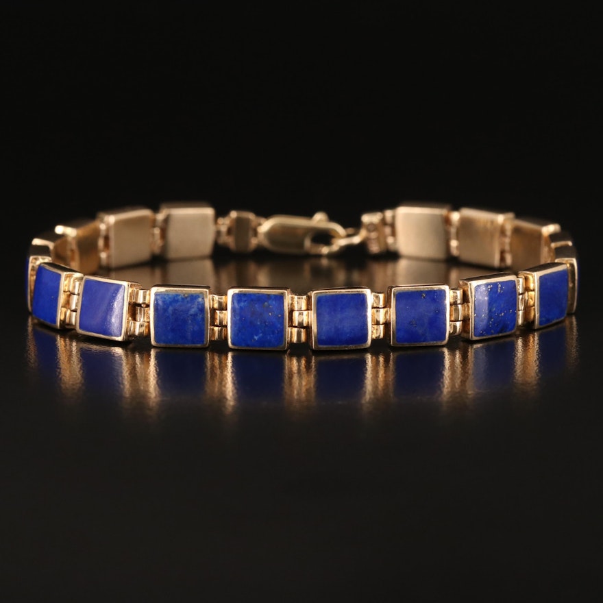 14K Lapis Lazuli Panel Bracelet