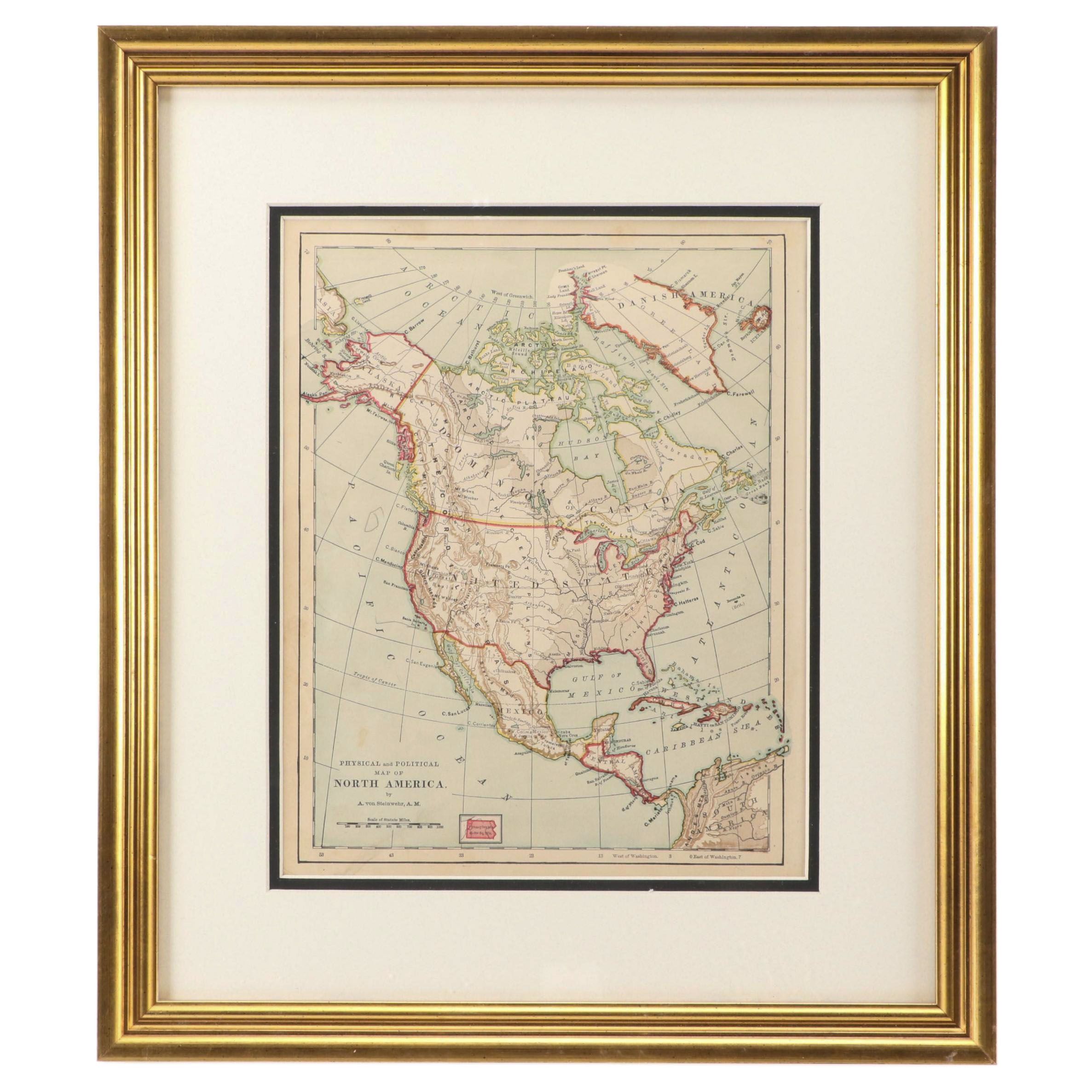 Wilson, Hinkle & Co. Lithograph Map of North America, Late 19th Century