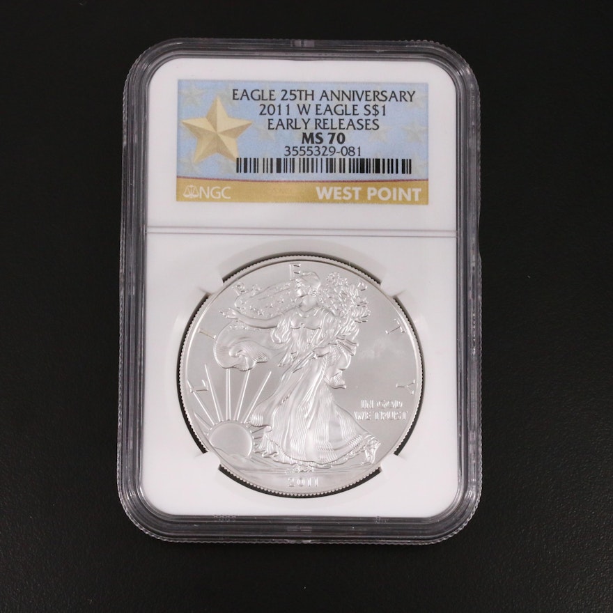 PCGS Graded MS70 2011-W 25th Anniversary $1 U.S. Silver Eagle