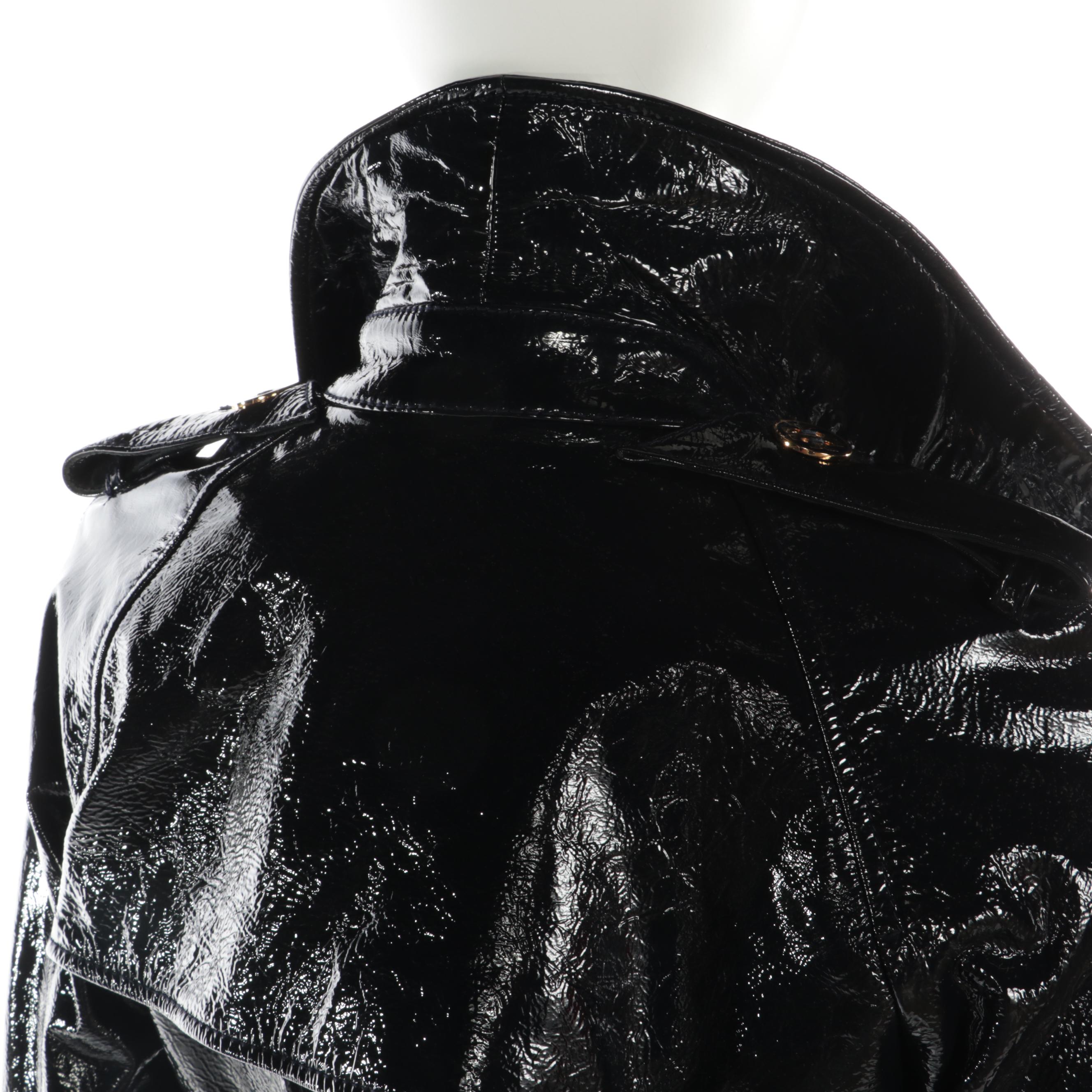 Tory Burch Patent Leather Double-Breasted Trench Coat