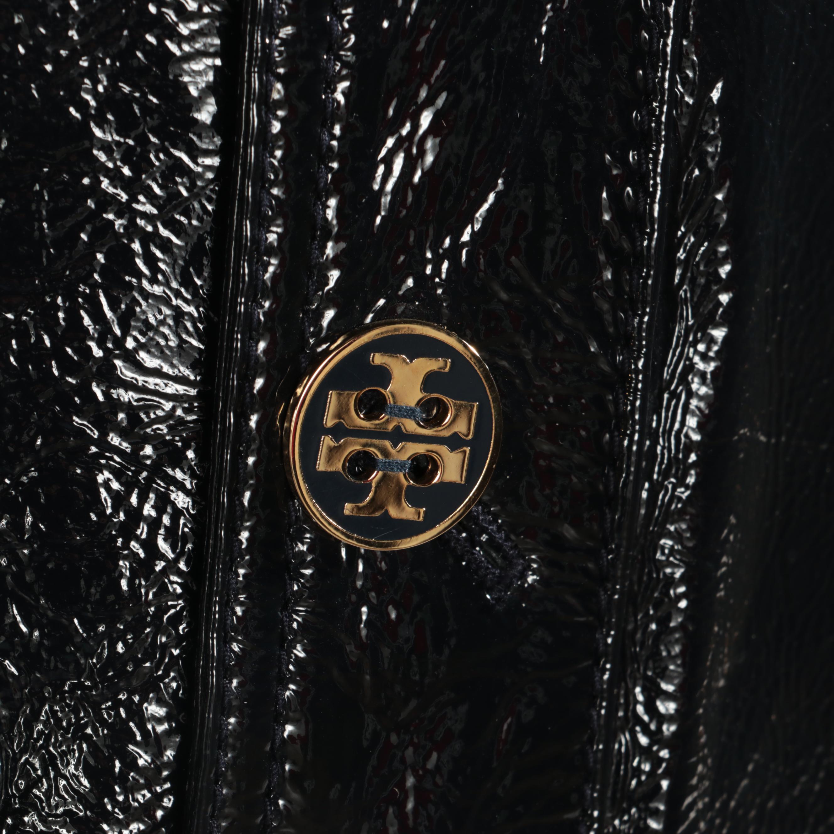 Tory Burch Patent Leather Double-Breasted Trench Coat