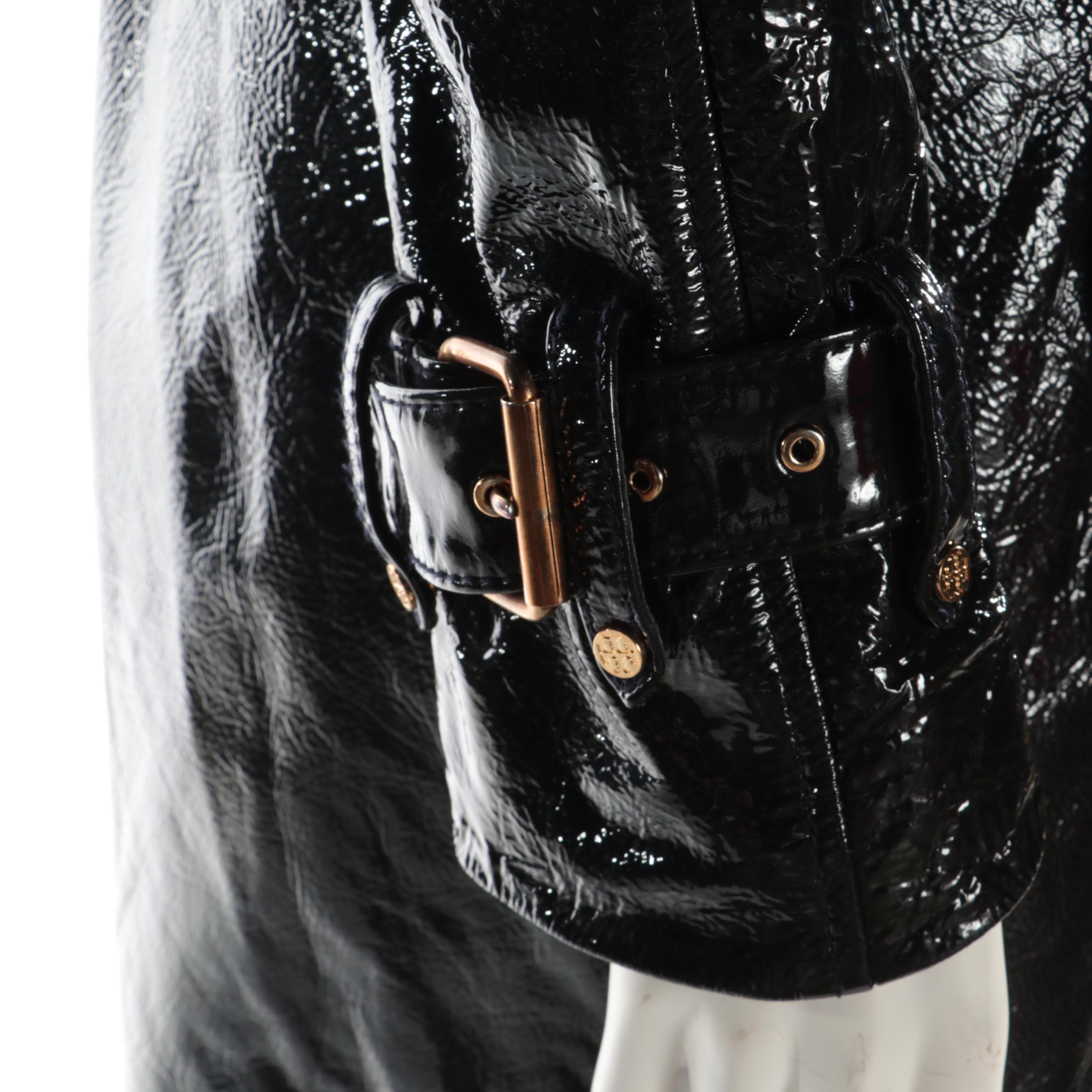 Tory Burch Patent Leather Double-Breasted Trench Coat