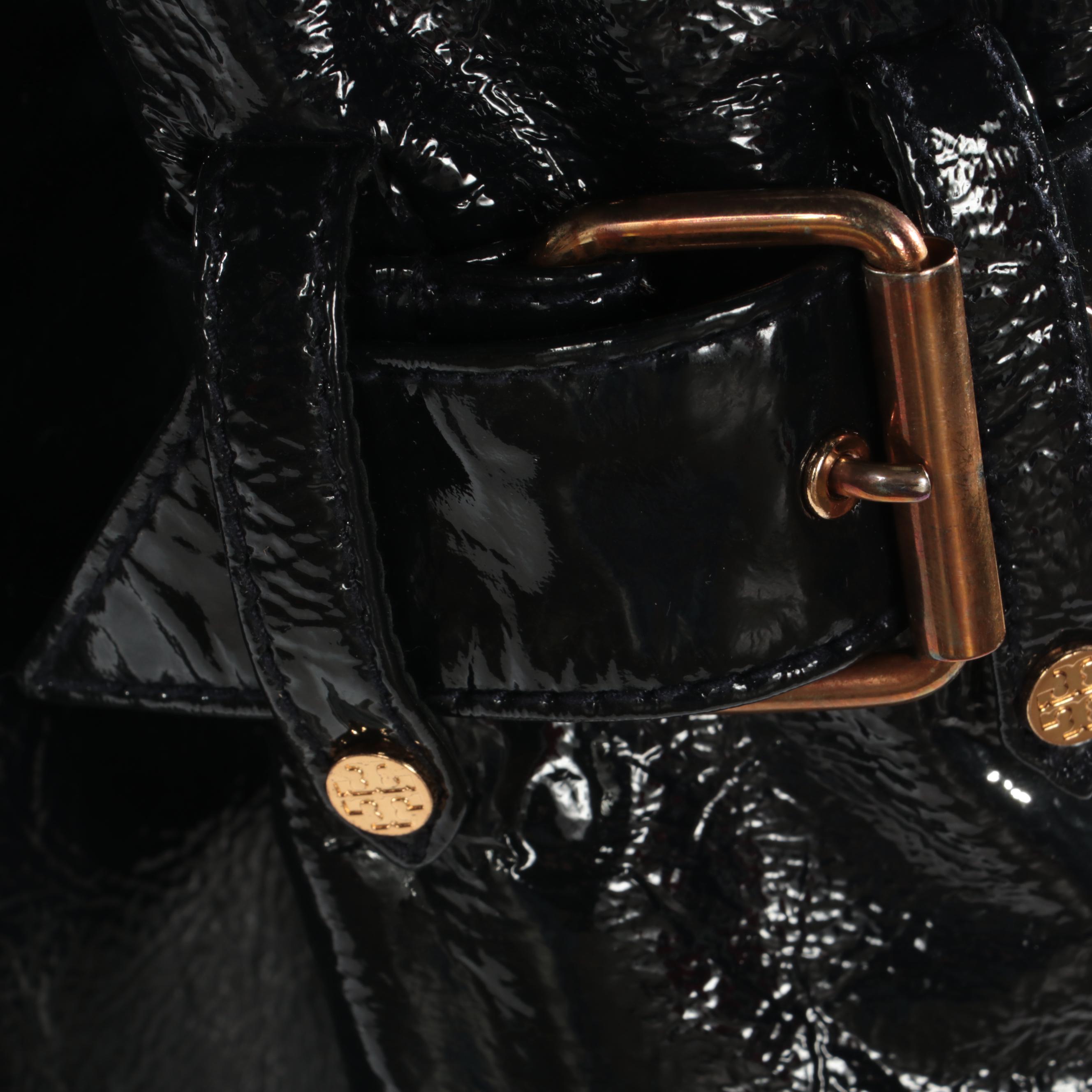 Tory Burch Patent Leather Double-Breasted Trench Coat