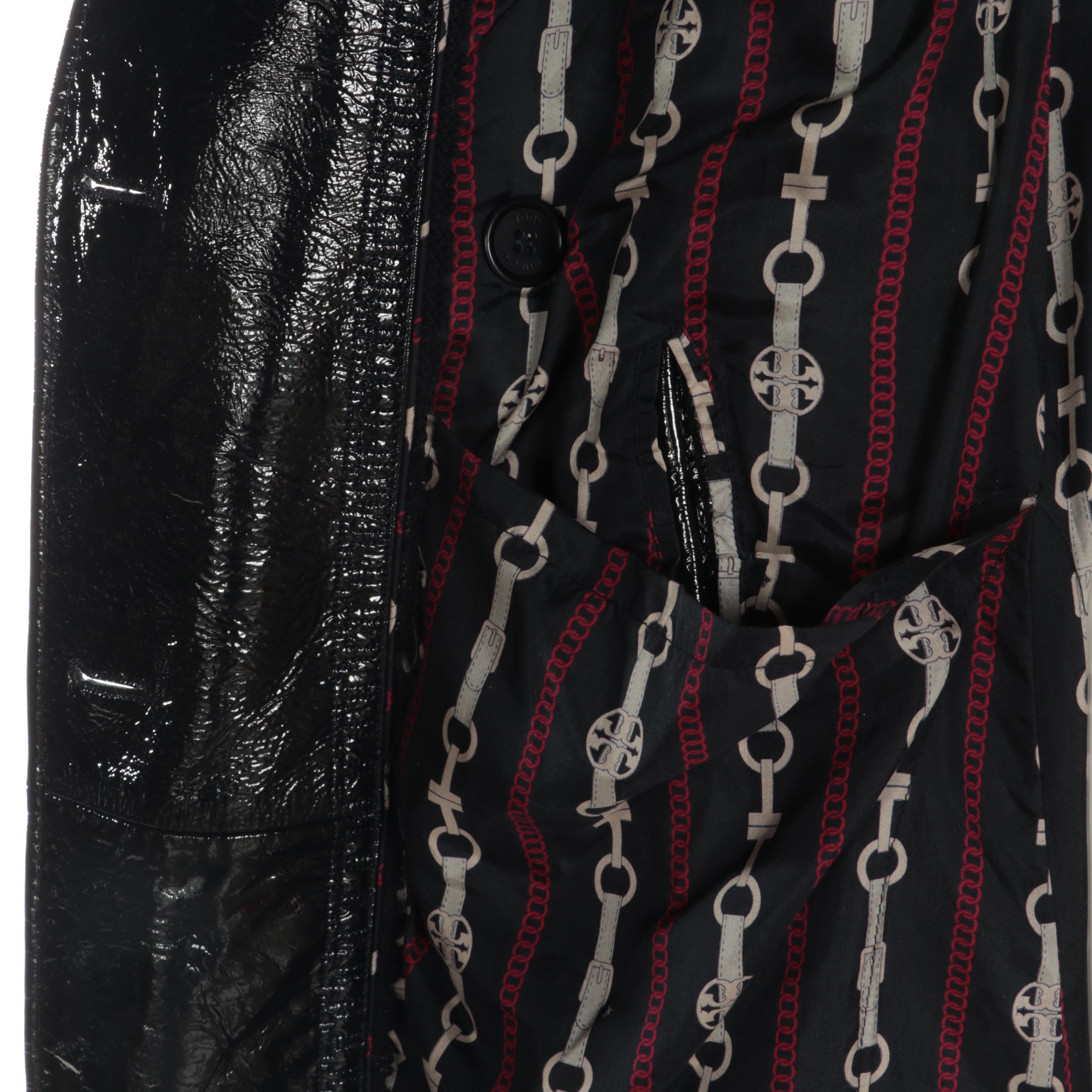 Tory Burch Patent Leather Double-Breasted Trench Coat