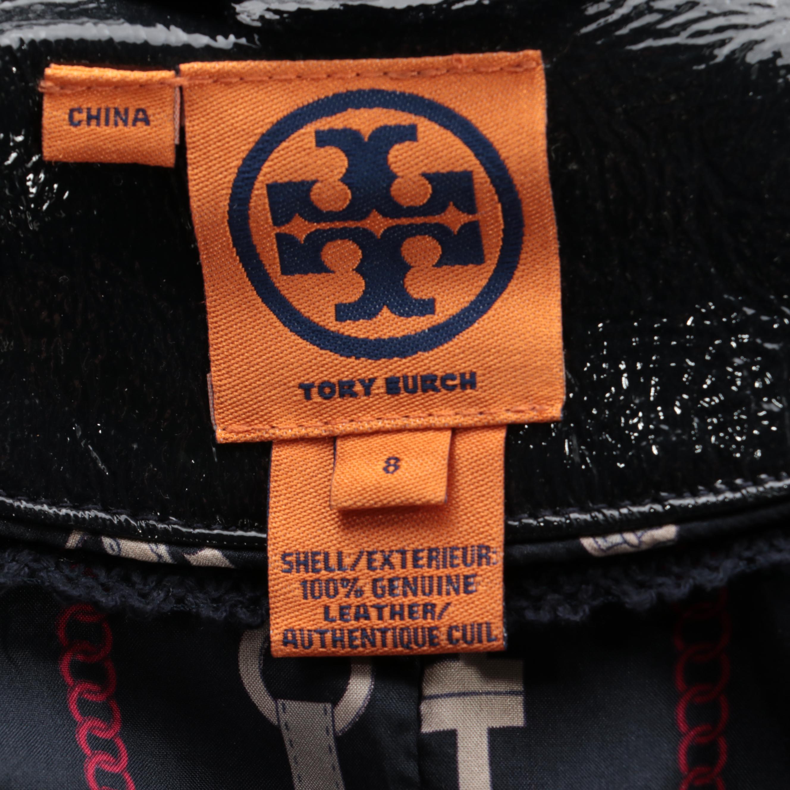 Tory Burch Patent Leather Double-Breasted Trench Coat