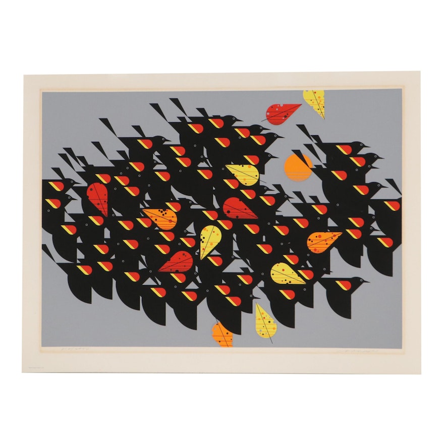 Charley Harper Serigraph "Birds of a Feather," 1974