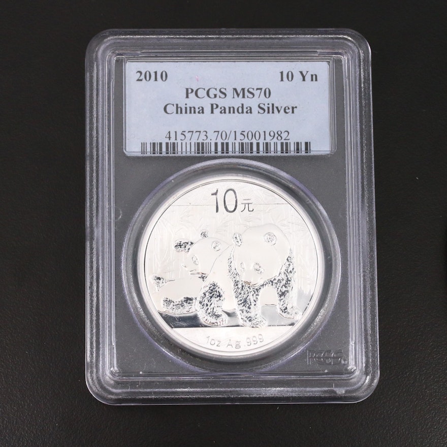 PCGS Graded MS70 2010 China Panda 10 Yuan Silver Coin