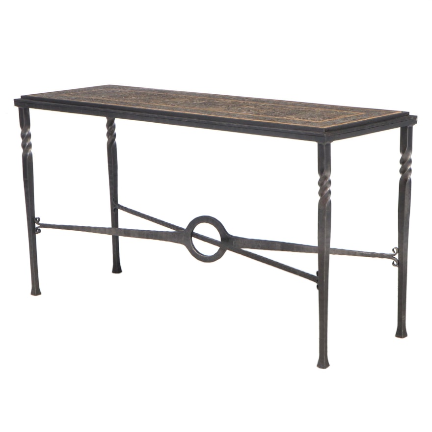 Charleston Forge Wrought Iron and Tesselated Stone Console Table