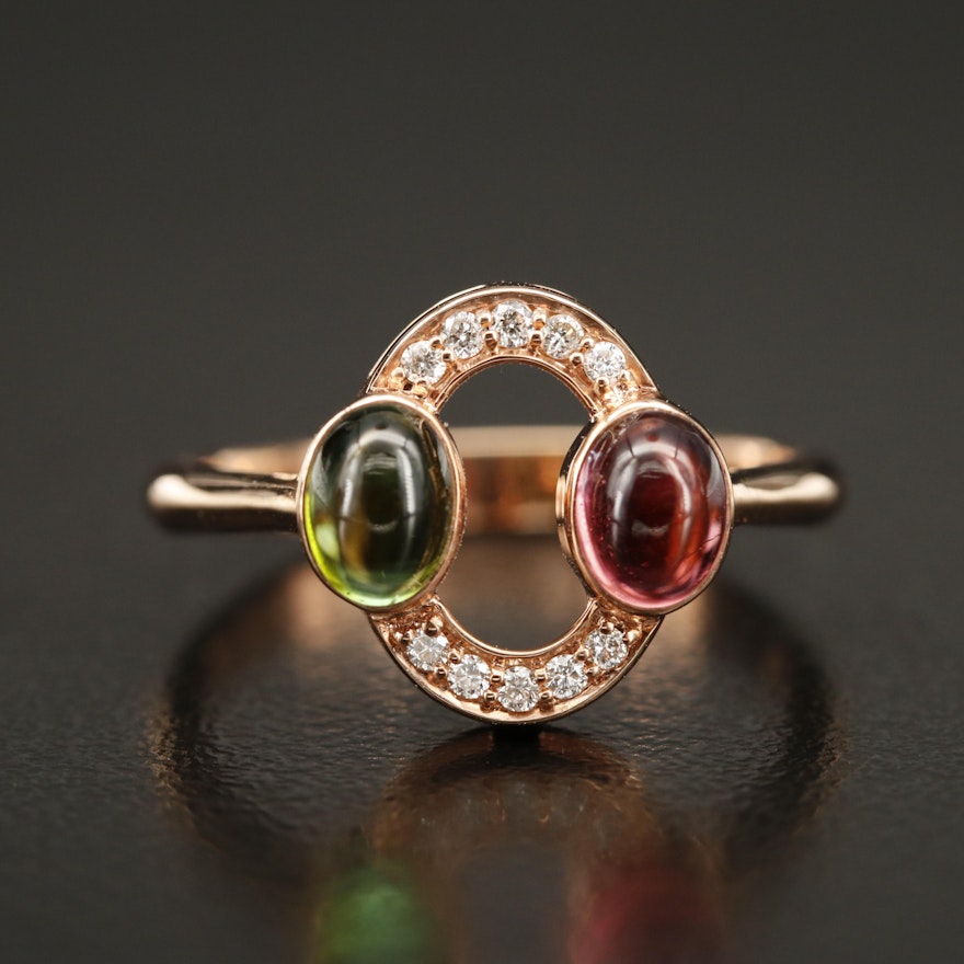 Zorab 18K Rose Gold Tourmaline and Diamond Ring