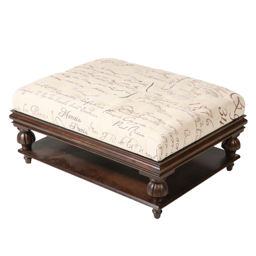 Dimensions Furniture "French Script" Button-Tufted Cocktail Ottoman