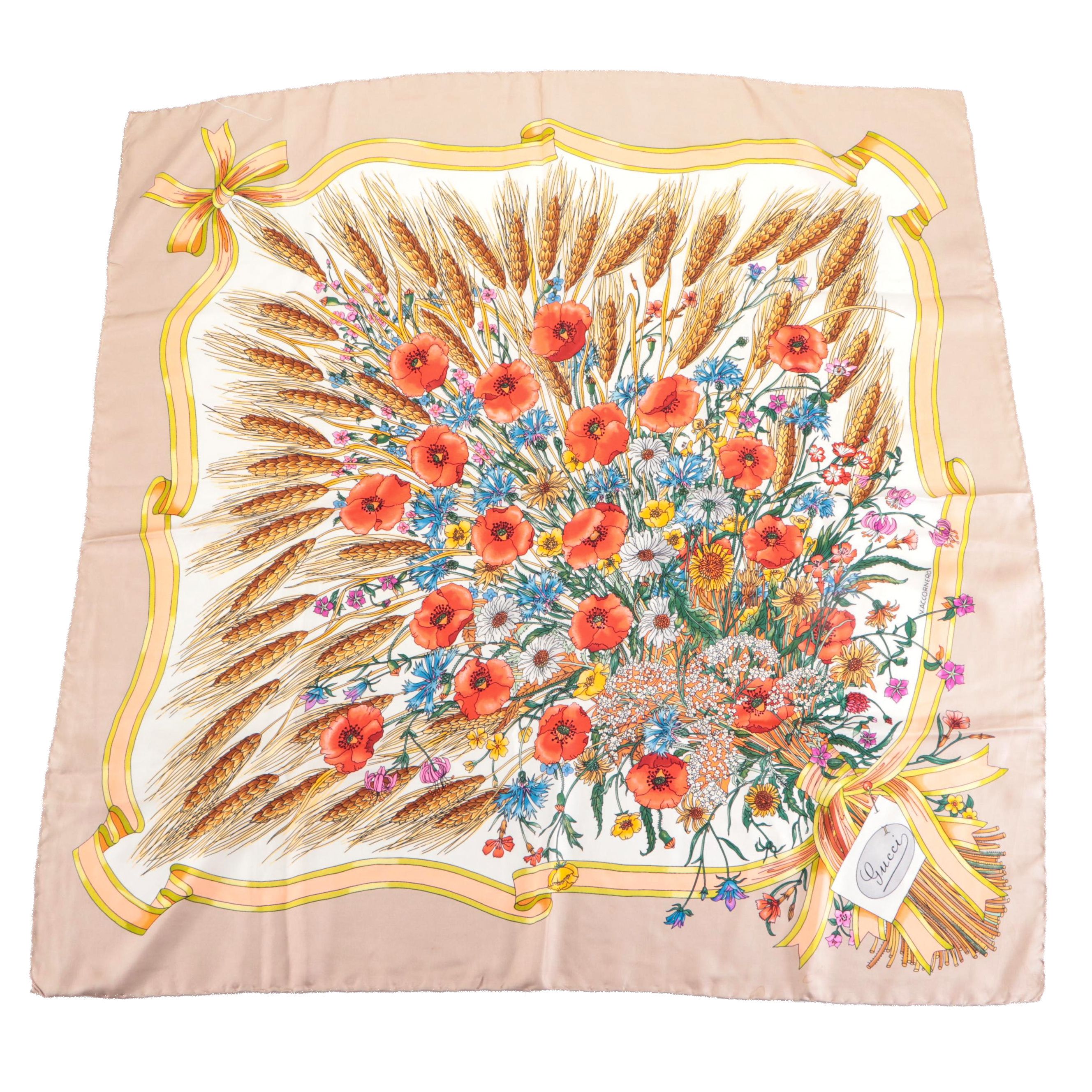 Gucci Silk Twill Scarf in Botanical Print by Vittorio Accornero EBTH