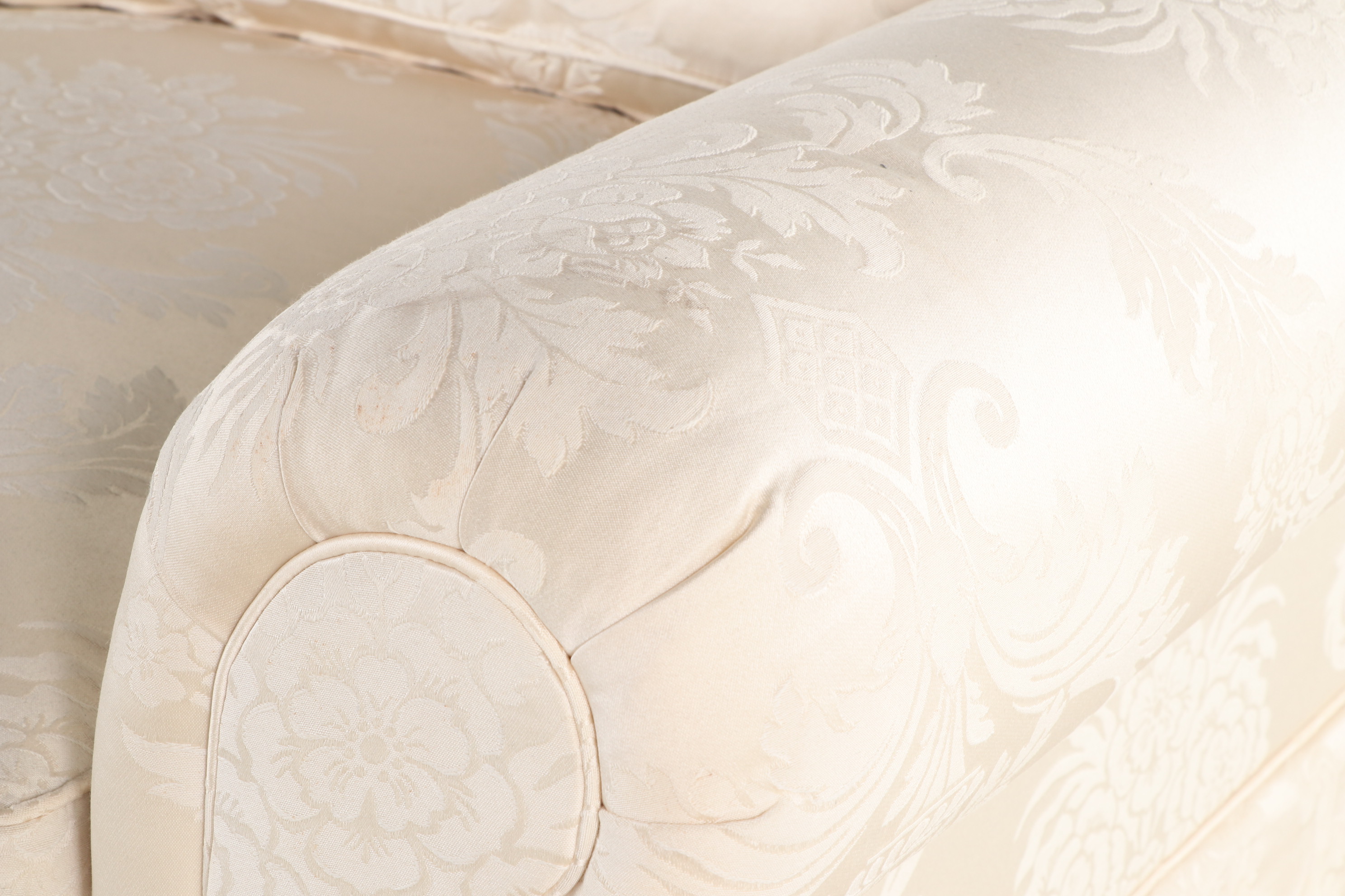 Henredon "Custom Folio Collection" Cream Damask Sofa