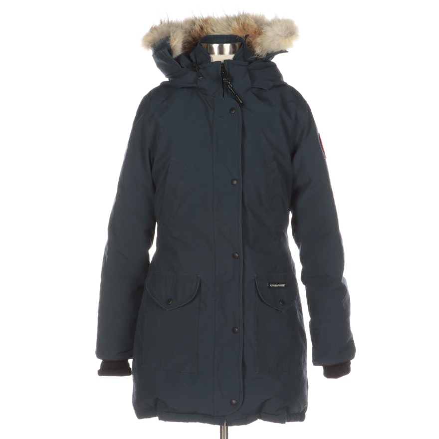 Canada Goose Trillium Down Parka in Blue Arctic-Tech Fabric with Fur Ruff