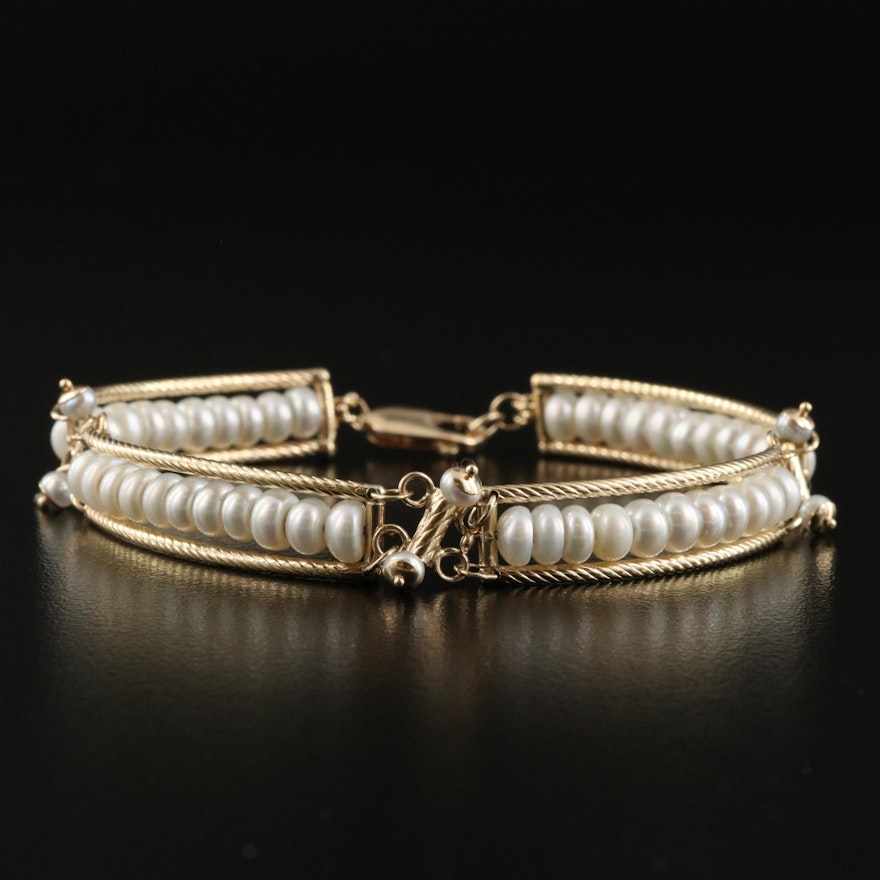 14K Button Pearl Bracelet