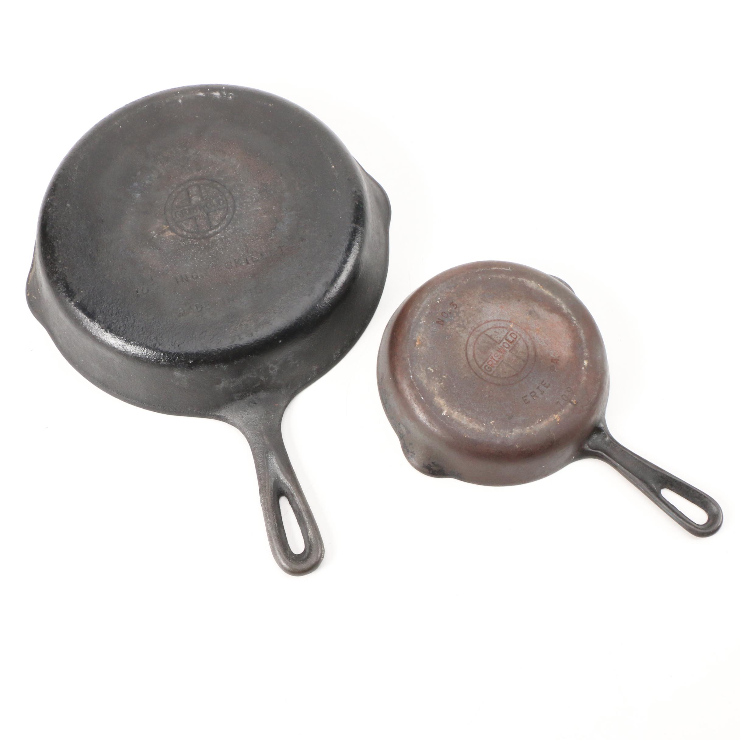 Griswold No. 3 Cast Iron Skillet and 10" Cast Iron Skillet