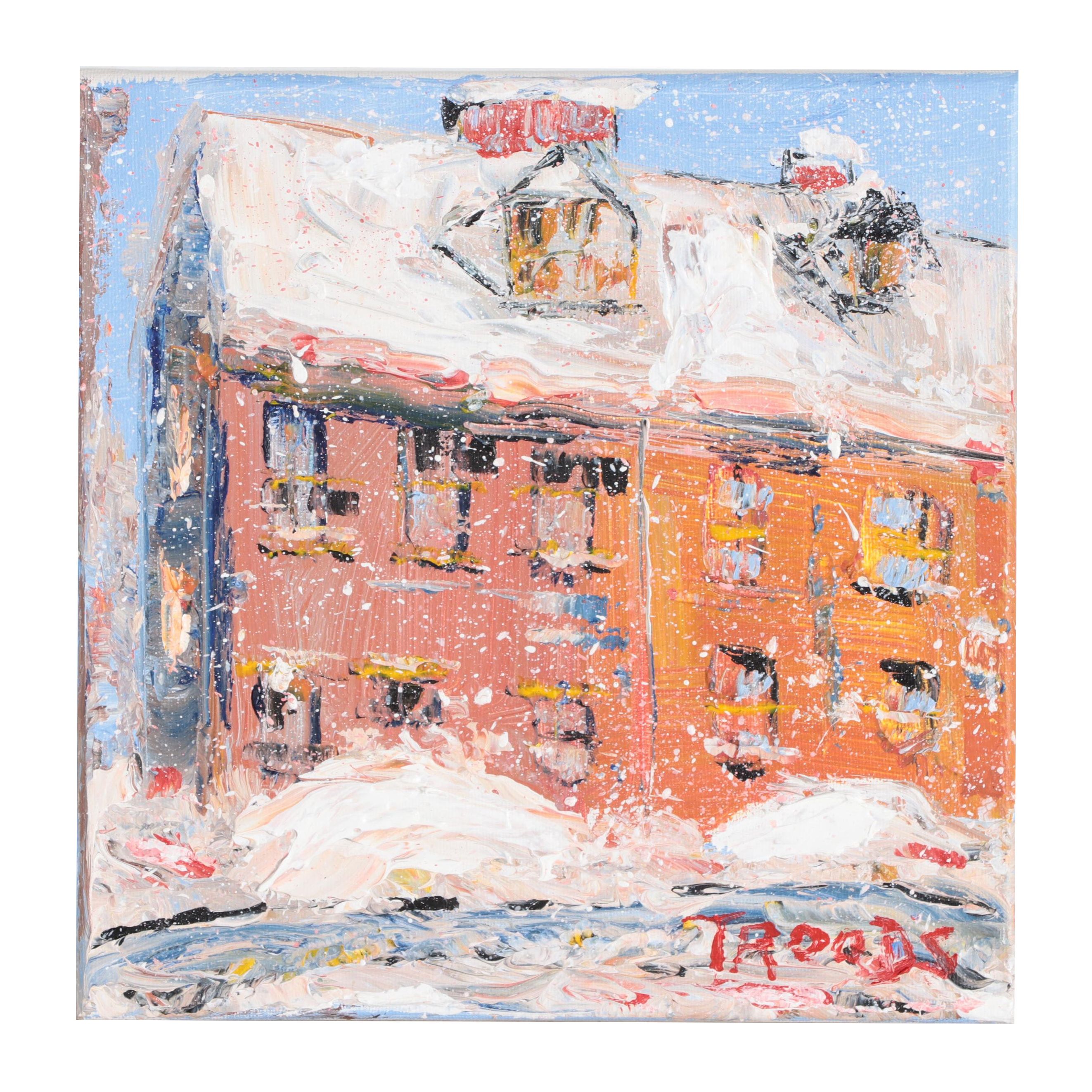 Patricia Nolan-Brown Oil Painting "Quiet Snowfall," 2021