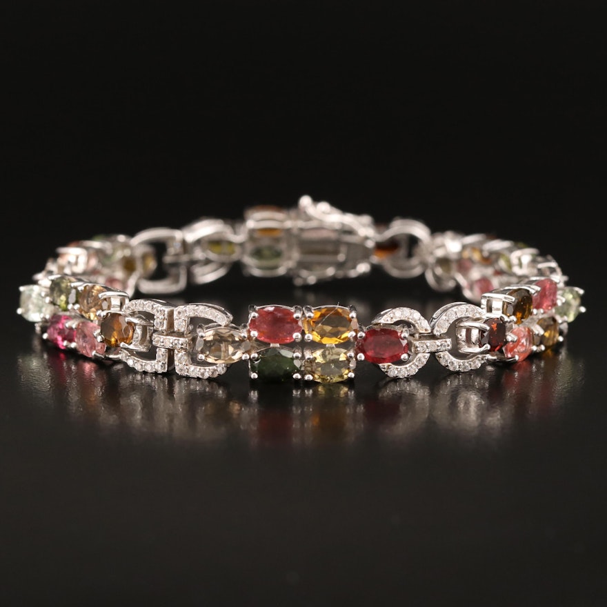 Sterling Tourmaline and Zircon Bracelet