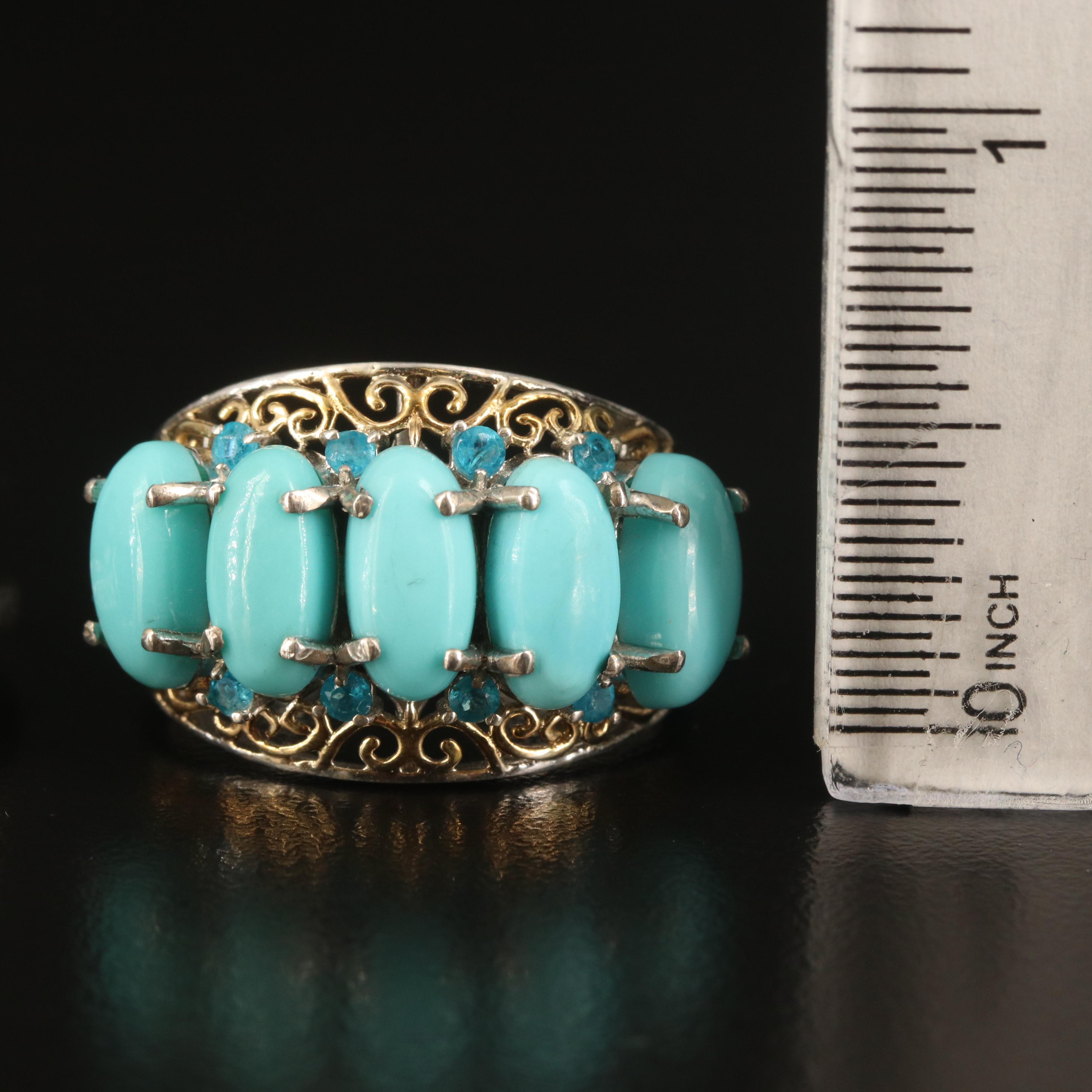Sterling Ring Collection with Turquoise, Apatite and Lapis Lazuli