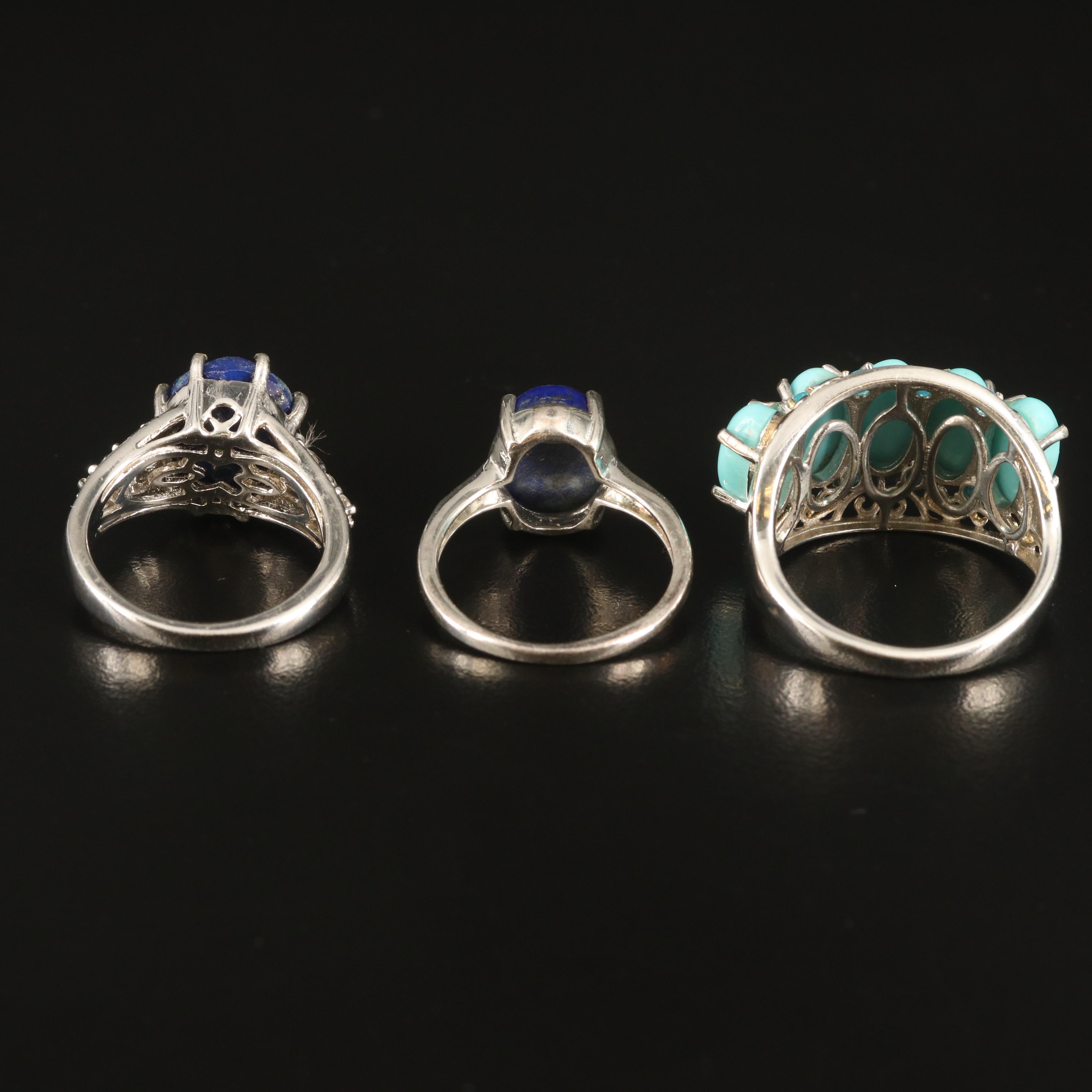 Sterling Ring Collection with Turquoise, Apatite and Lapis Lazuli