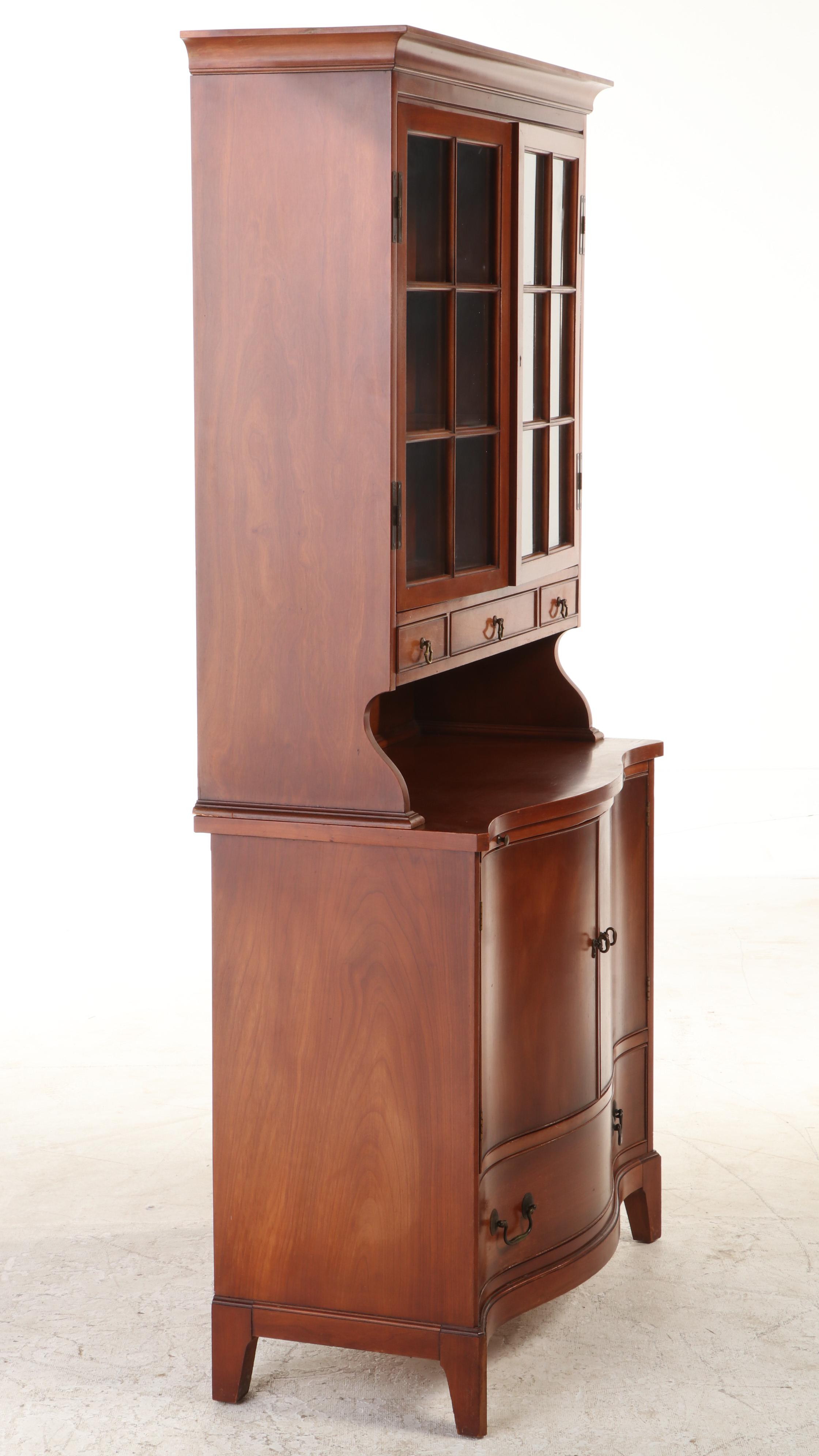 Morganton Federal Style Cherrywood Serpentine China Cabinet, 20th Century