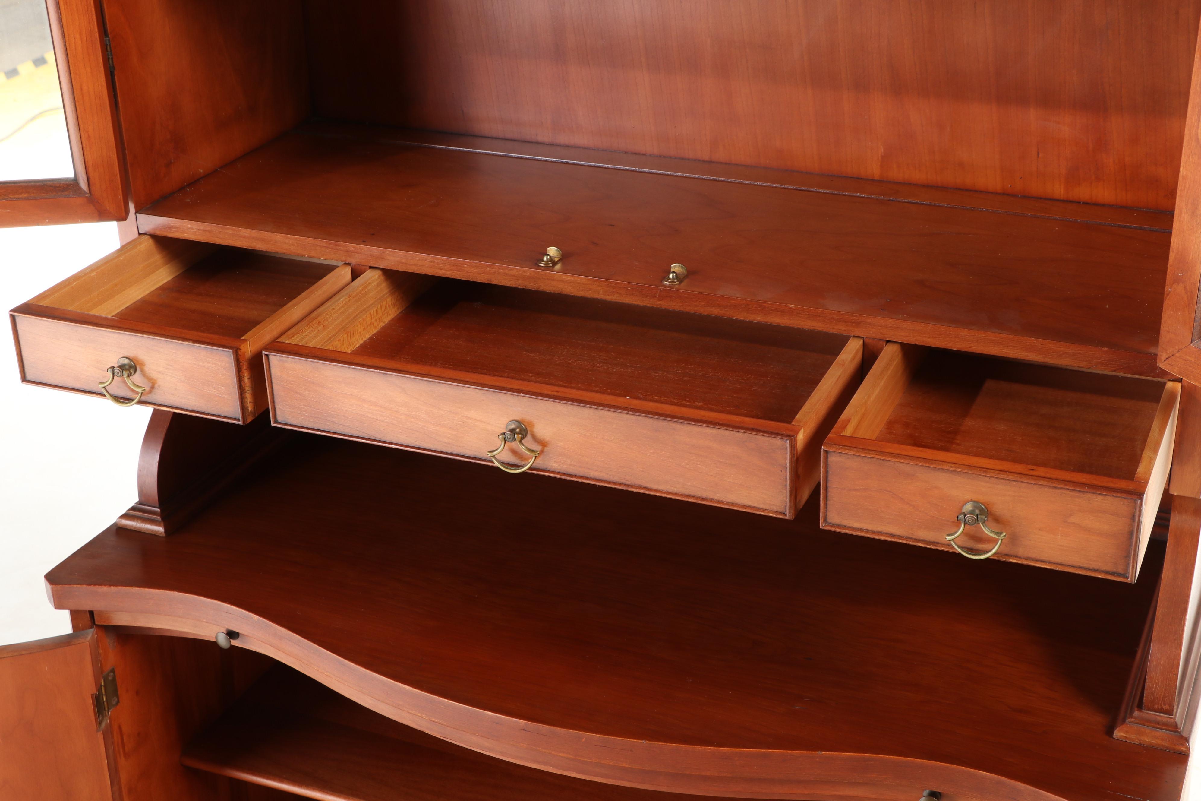 Morganton Federal Style Cherrywood Serpentine China Cabinet, 20th Century