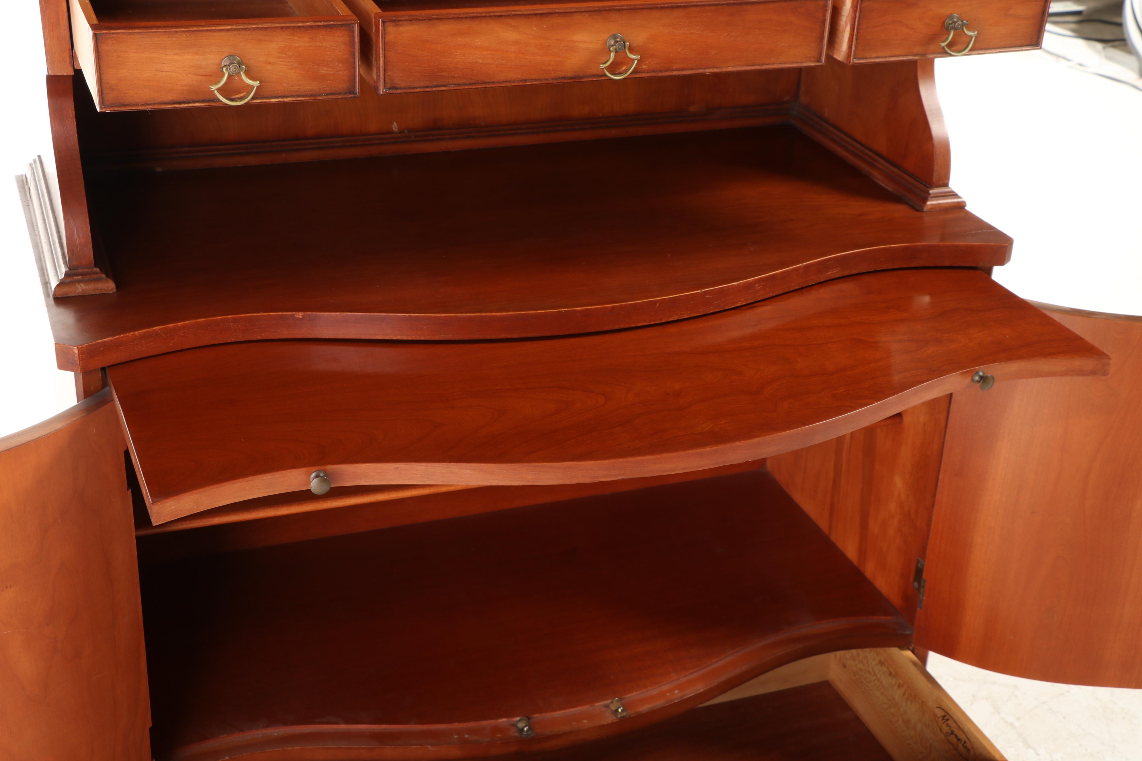 Morganton Federal Style Cherrywood Serpentine China Cabinet, 20th Century