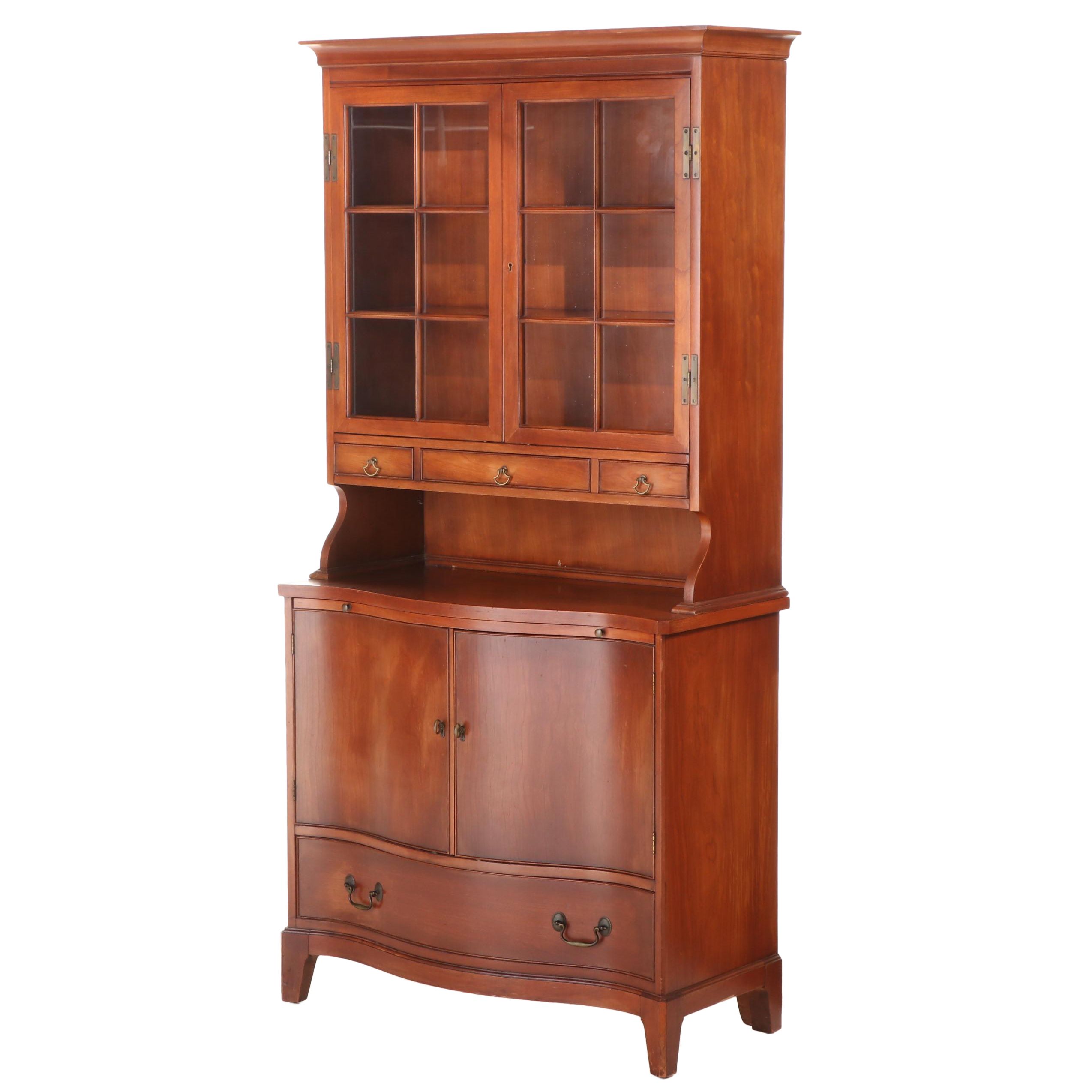 Morganton Federal Style Cherrywood Serpentine China Cabinet, 20th Century