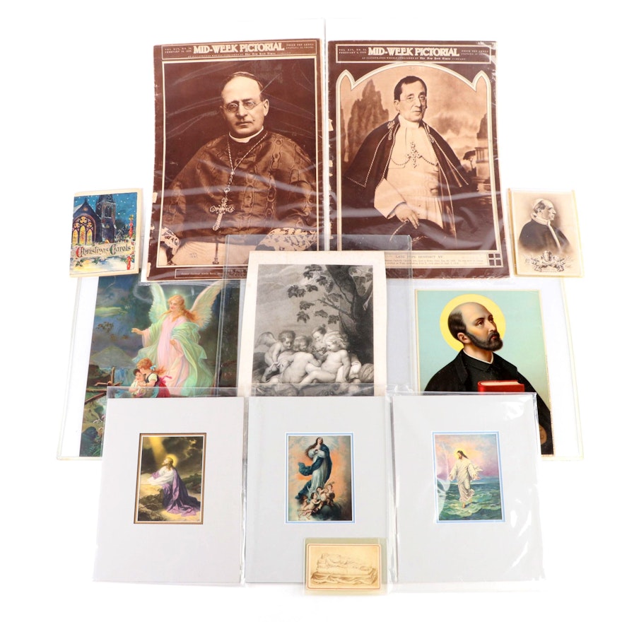 Religious Ephemera Including Magazines, Drawings, Songbook, and More