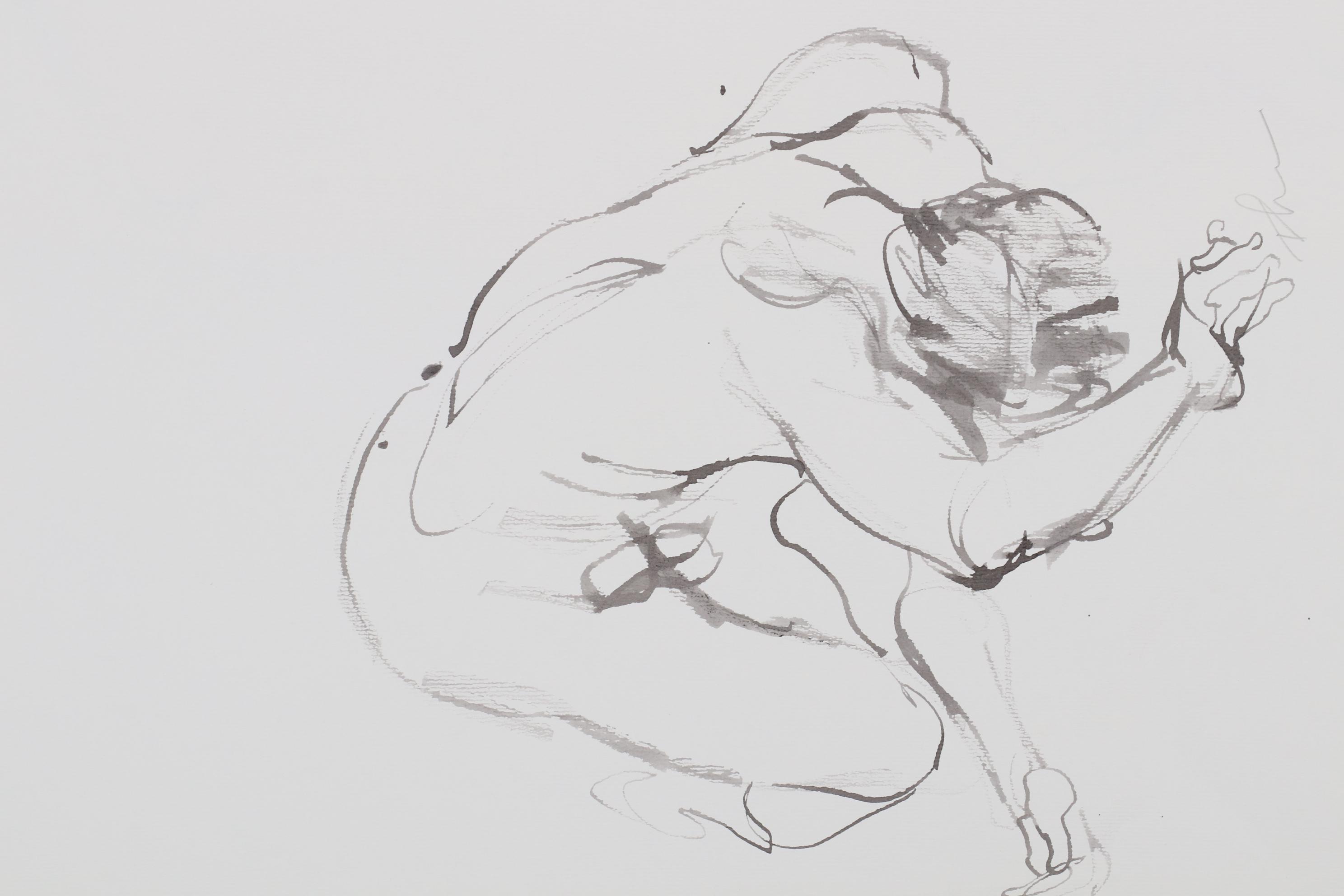 John Tuska Figure Study Ink Drawings, Late 20th Century