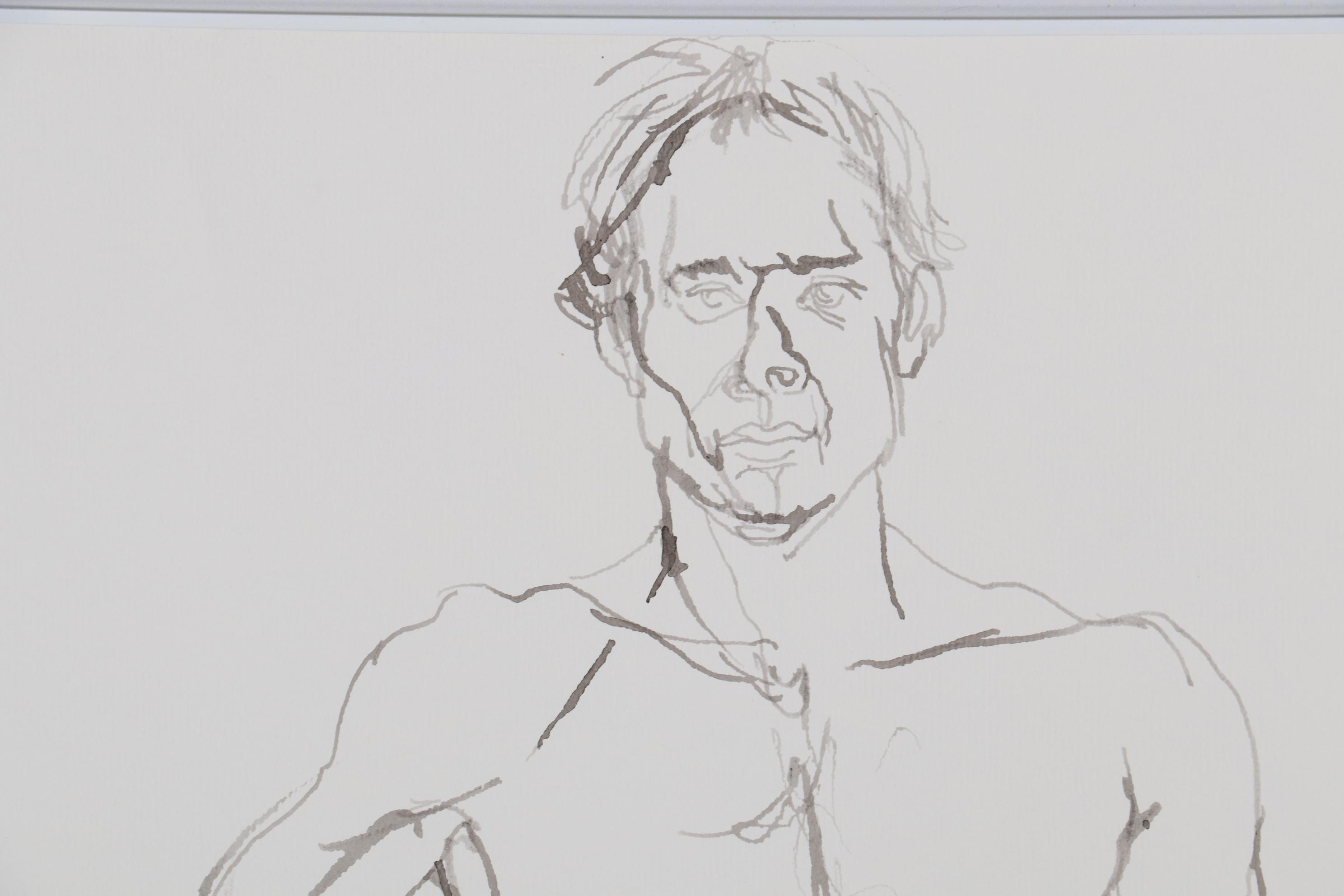 John Tuska Figure Study Ink Drawings, Late 20th Century