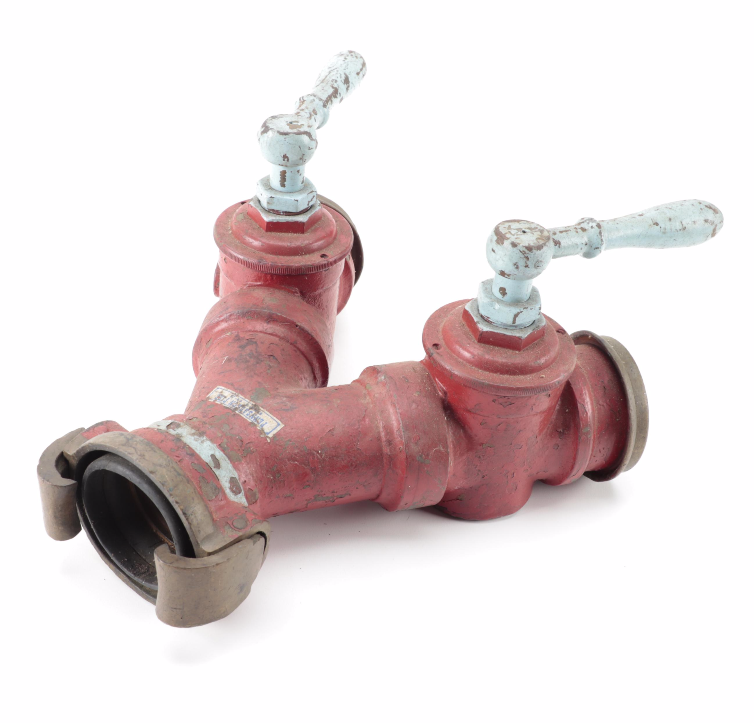 Brass WYE Fire Hose Splitter Valve with Snap Clamps