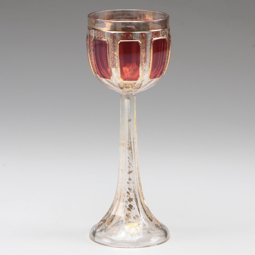 Moser Cabochon Wine Glass, Late 19th Century