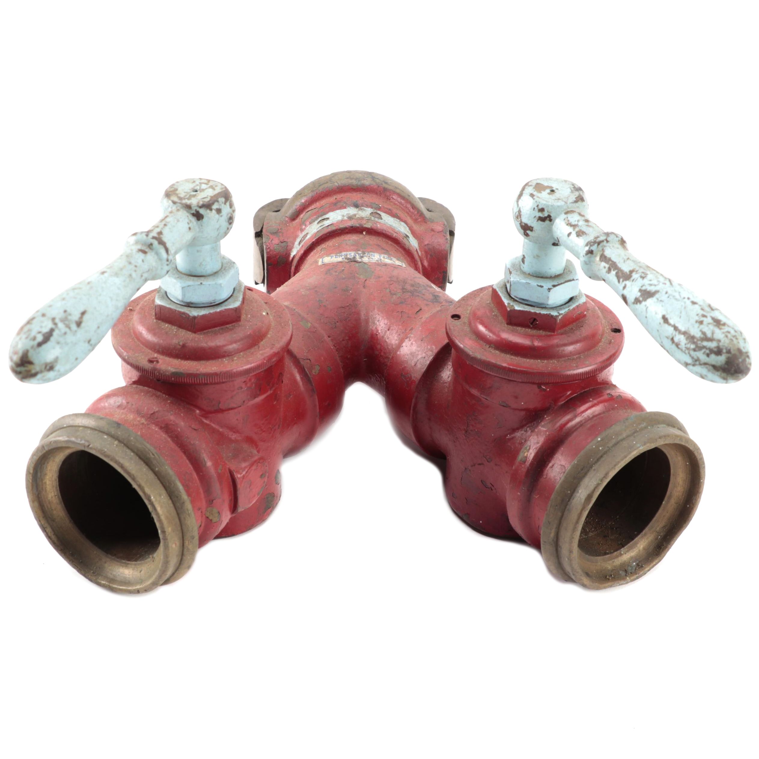 Brass WYE Fire Hose Splitter Valve with Snap Clamps