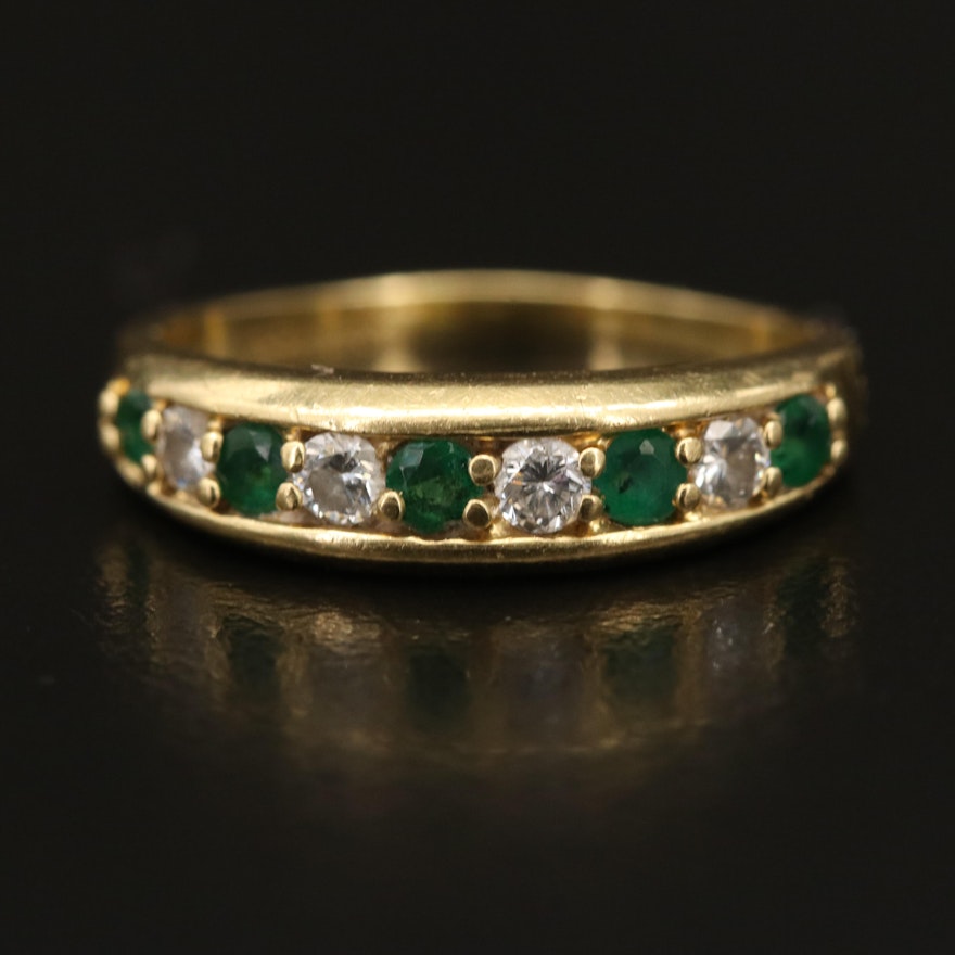 18K Diamond and Emerald Band