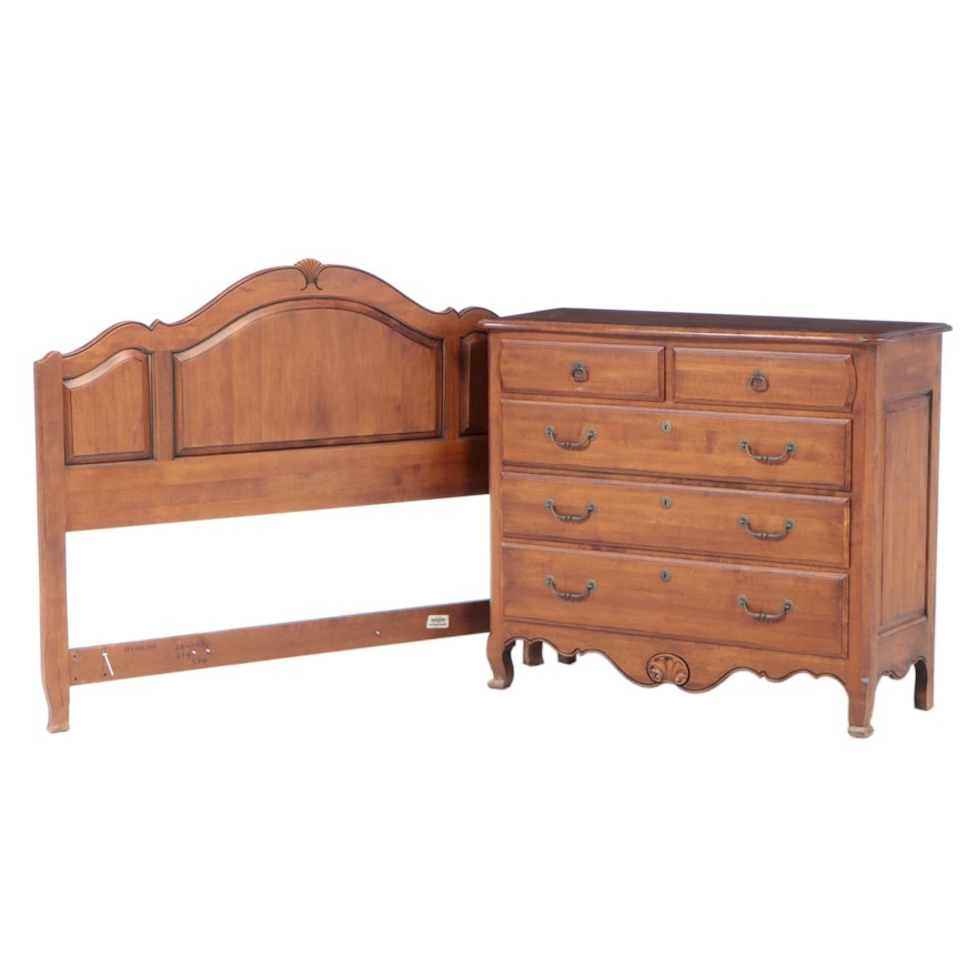 Ethan Allen French Provincial Style Chest and Queen-Size Headboard