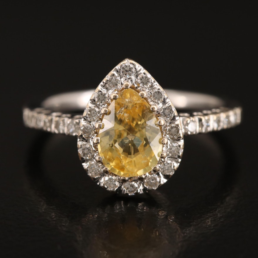 18K 1.67 CT Sapphire and Diamond Halo ring