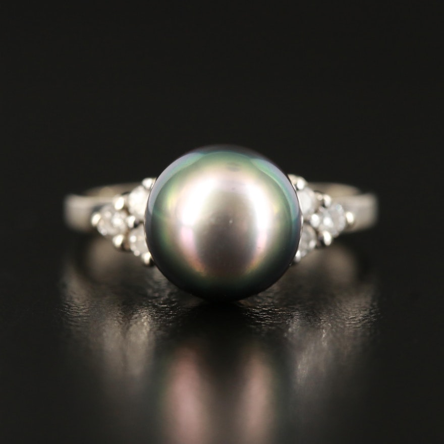 14K Pearl and Diamond Ring