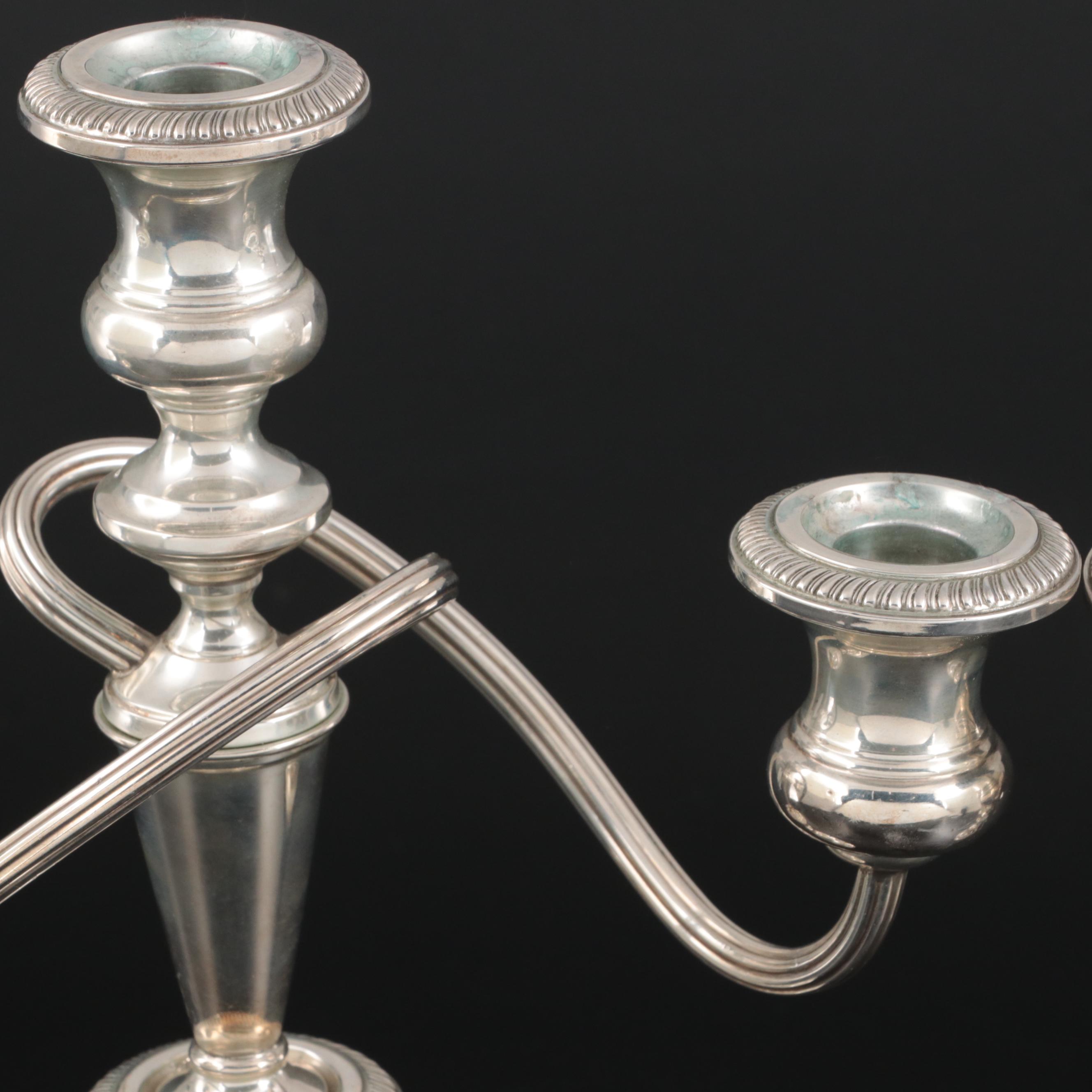 Fisher Weighted Sterling Silver Candelabra, Mid-20th Century