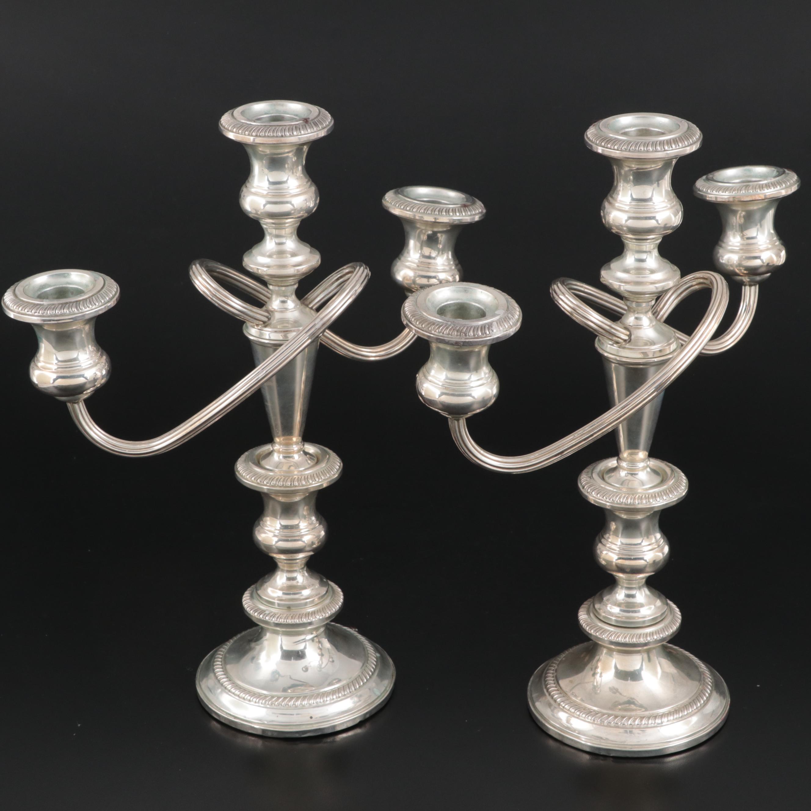 Fisher Weighted Sterling Silver Candelabra, Mid-20th Century