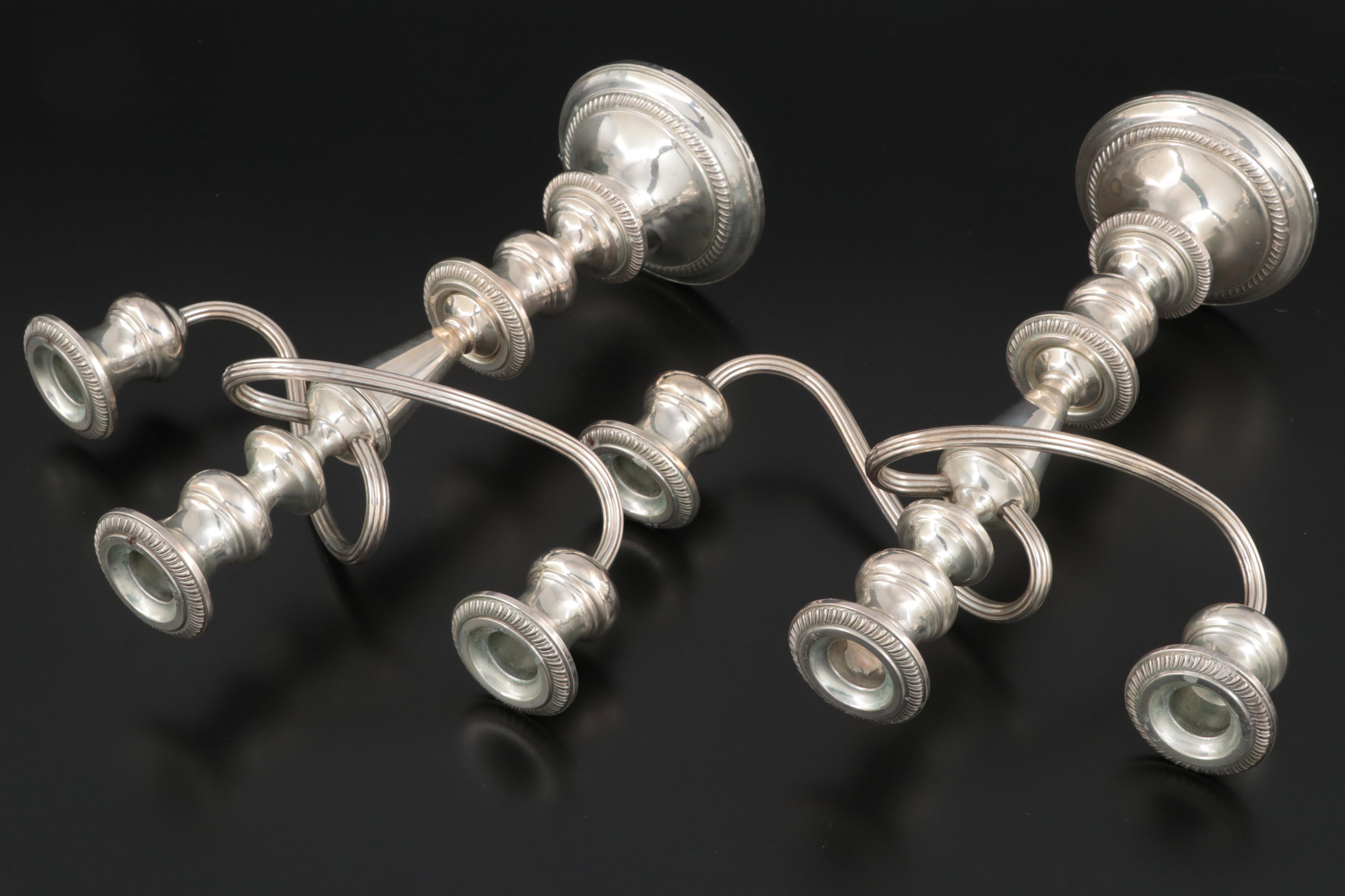 Fisher Weighted Sterling Silver Candelabra, Mid-20th Century