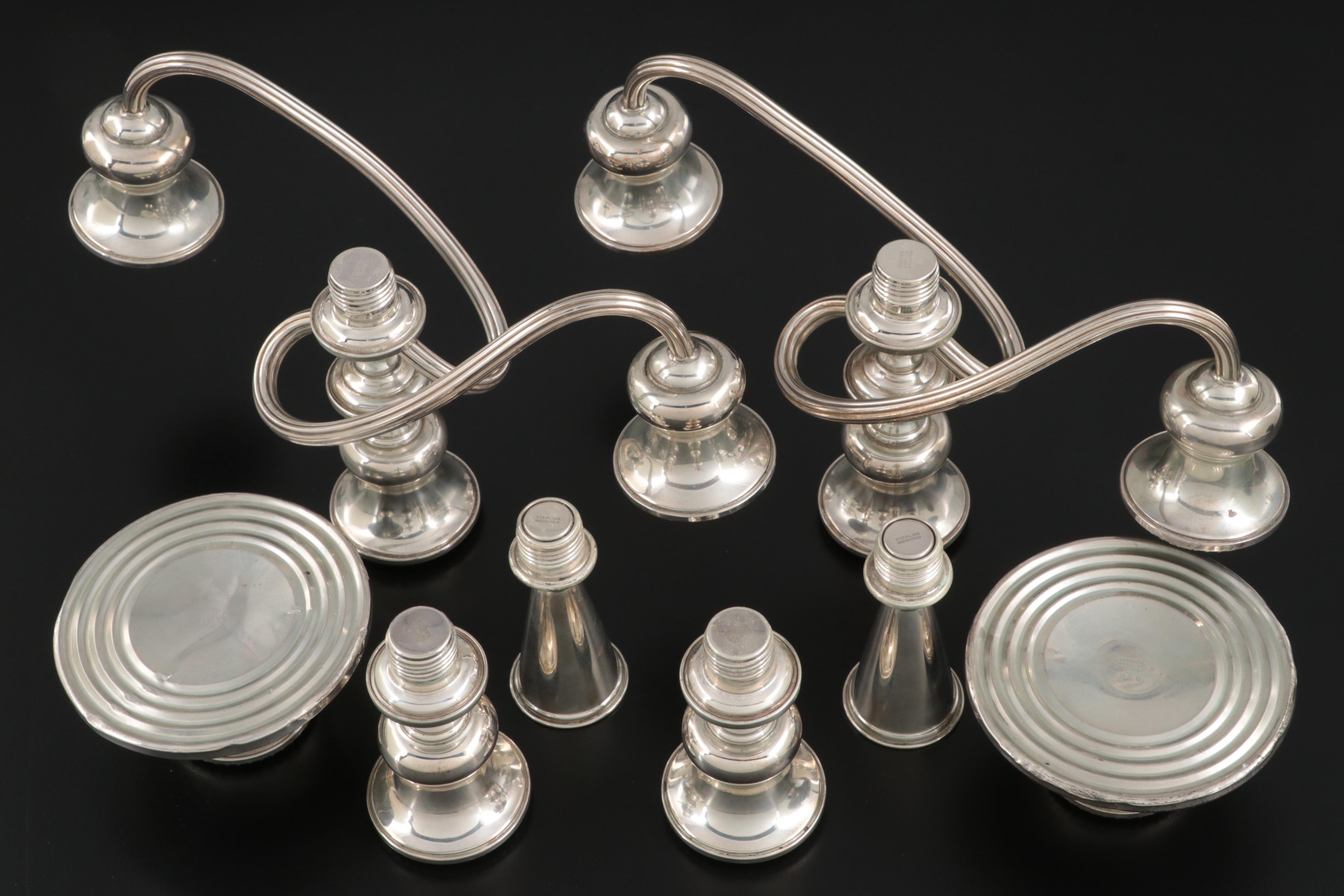 Fisher Weighted Sterling Silver Candelabra, Mid-20th Century