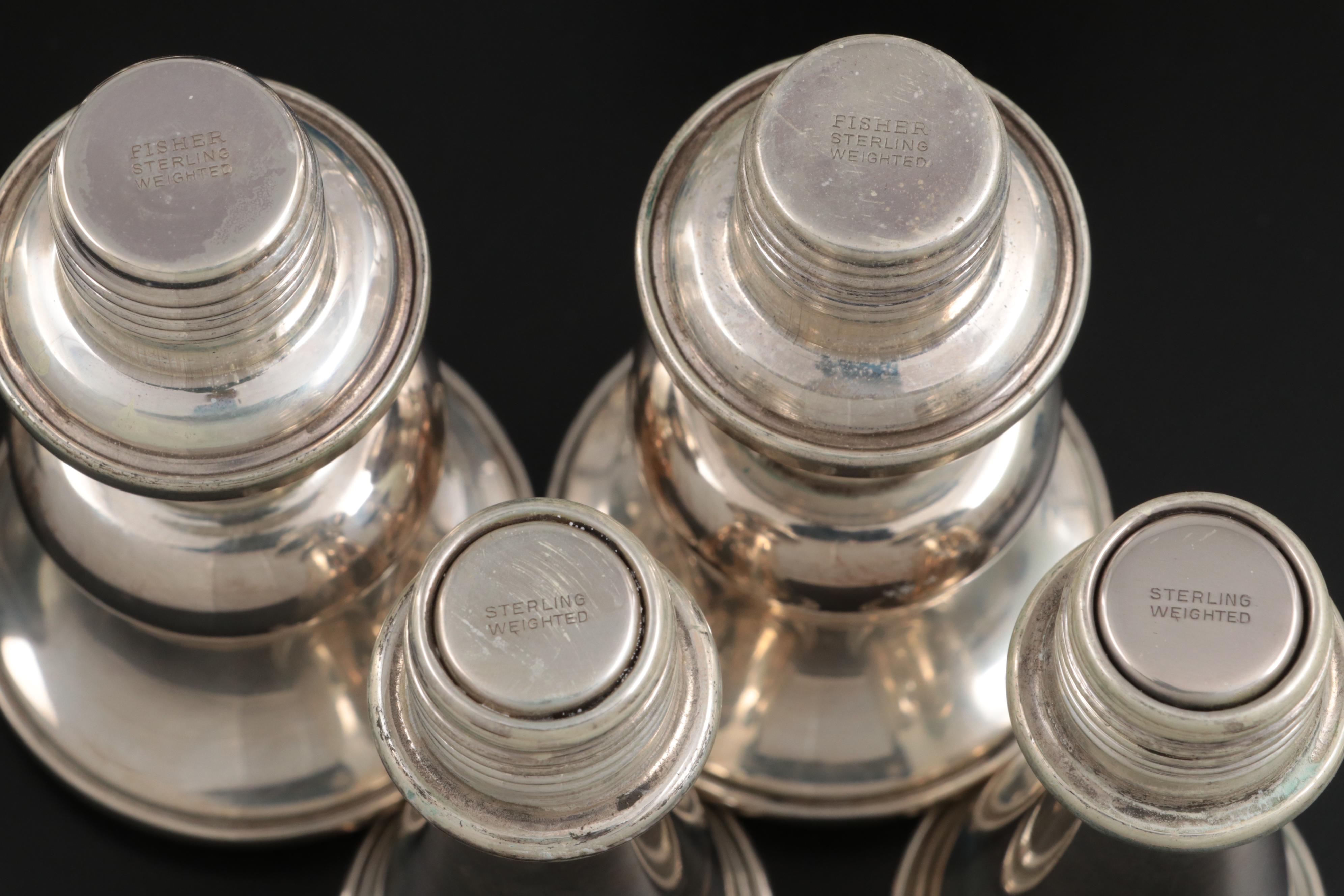 Fisher Weighted Sterling Silver Candelabra, Mid-20th Century