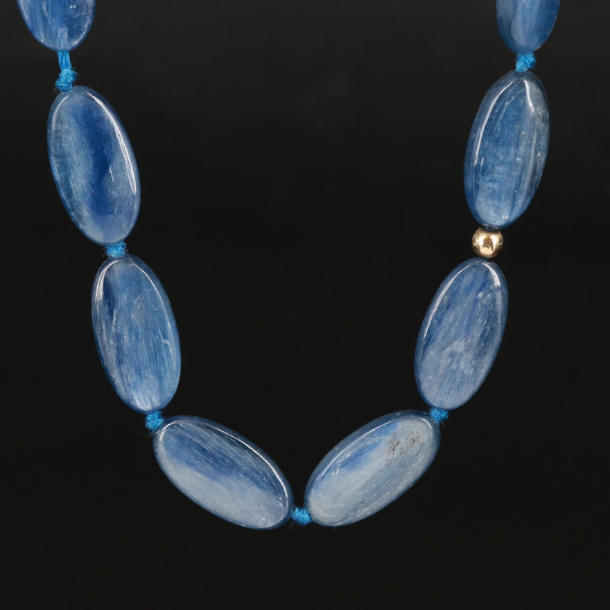 Sillimanite Oval Beaded Necklace with 14K Accent Bead and Clasp