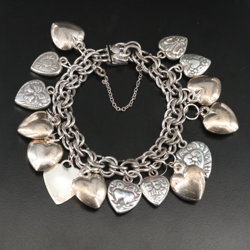 Sterling Heart Charm Bracelet