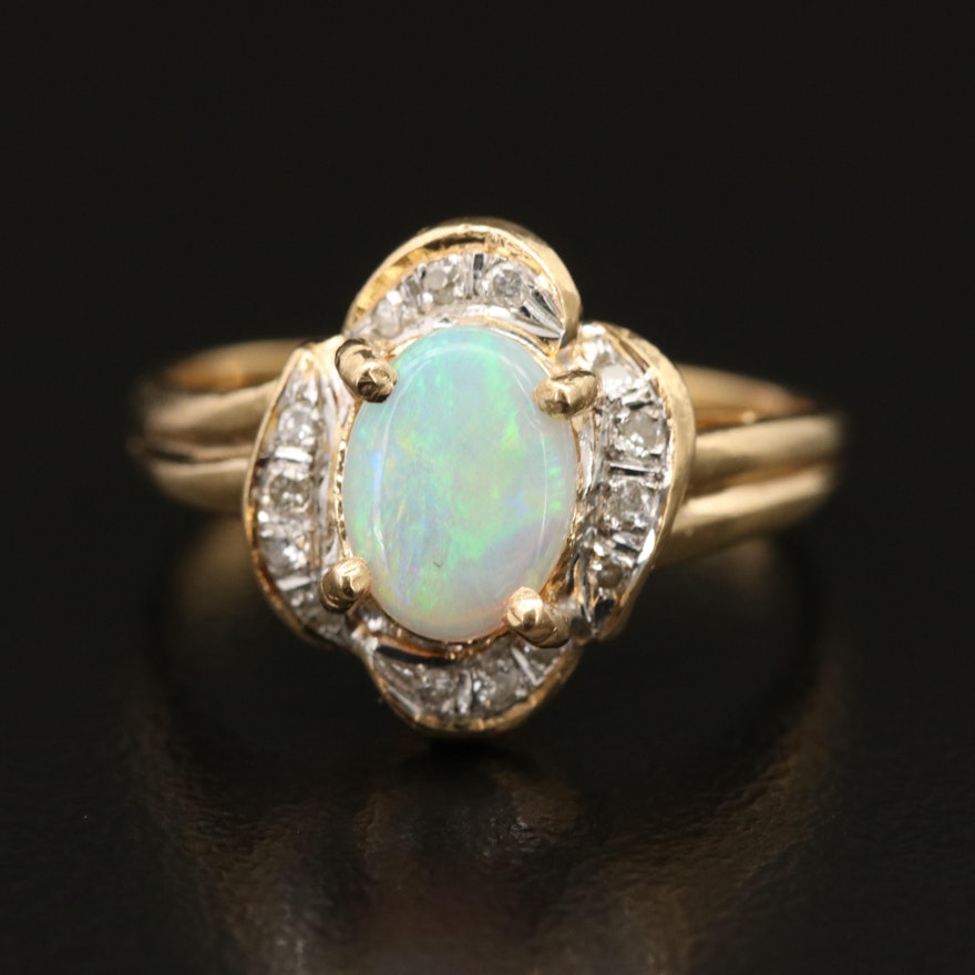 14K Opal and Diamond Ring