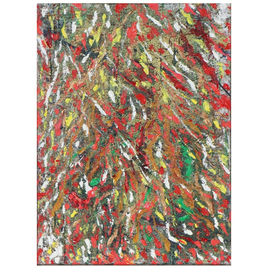 Saul Gefen Abstract Acrylic Painting "Within the Woods," 2021