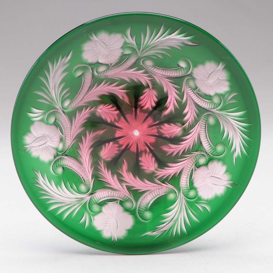 Moser Floral Motif Glass Plate, Late 19th to Early 20th Century